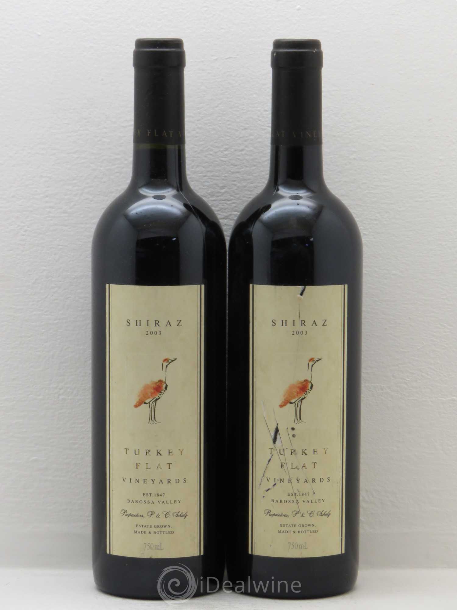 Australie Turkey Flat Shiraz Barossa Valley  2003 - Lot de 2 bouteilles - 0