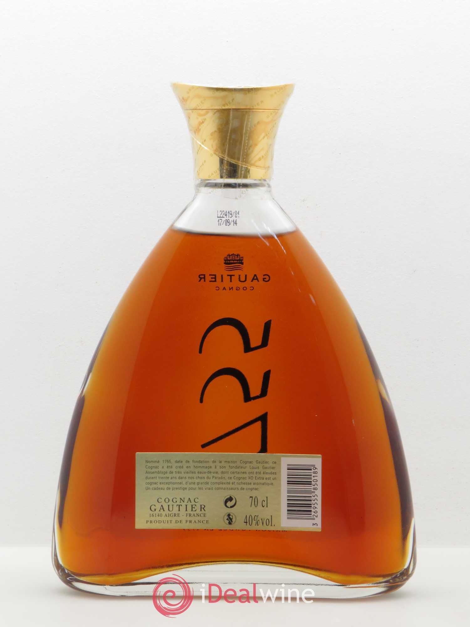 Cognac Gautier cuvée 1755 XO Extra - Lot de 1 bouteille - 1