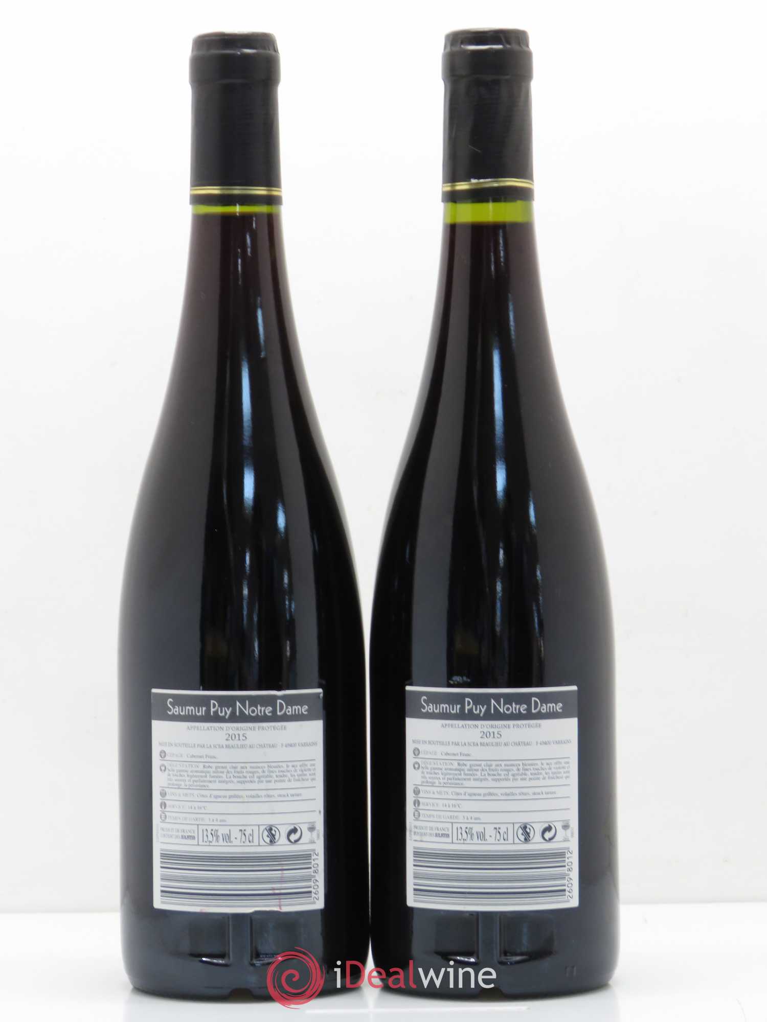 Saumur Puy Notre Dame Chateau d'Eternes Cuvée de Beaulieu 2015 - Lot de 2 bouteilles - 1