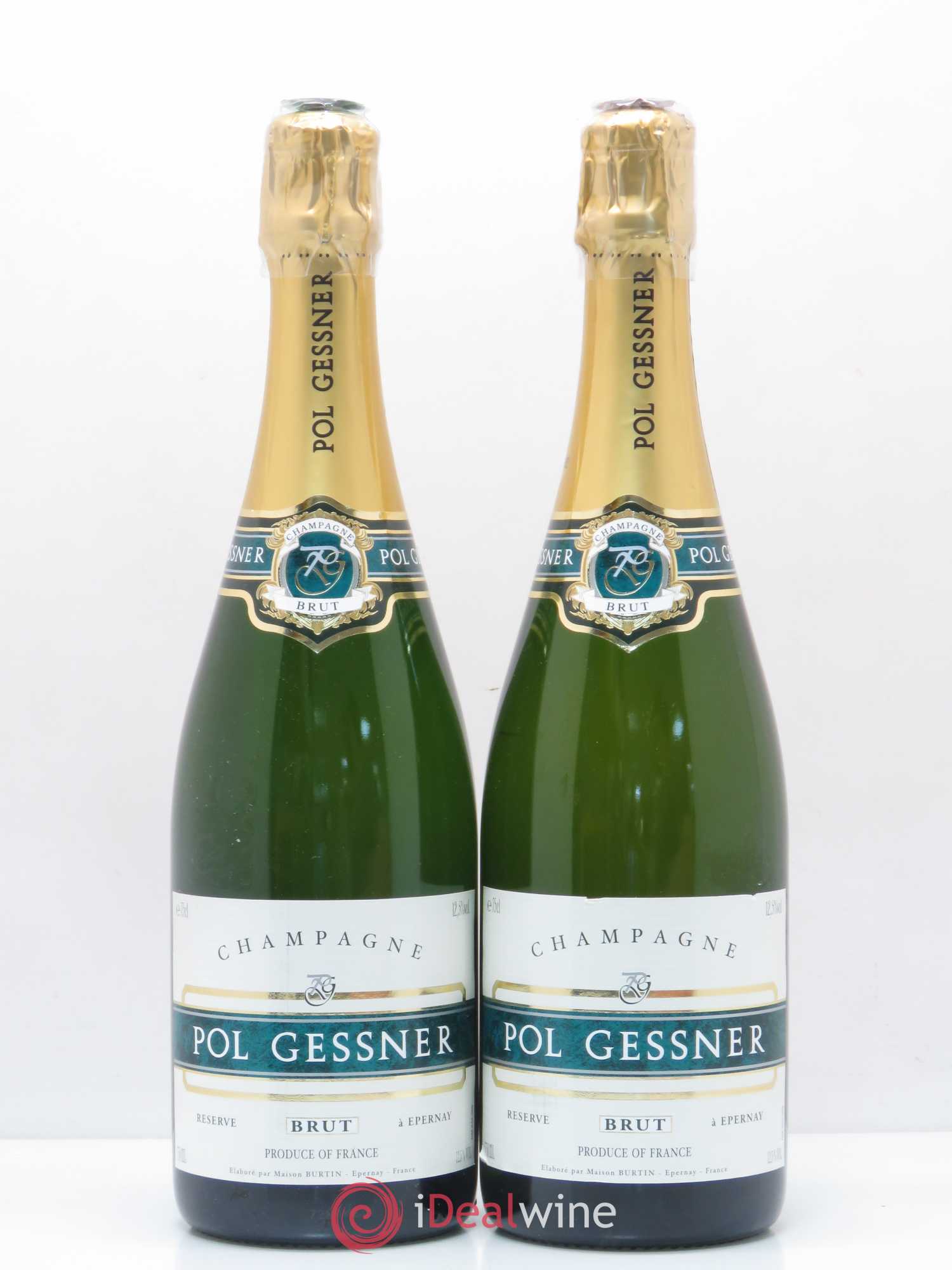 Champagne Pol Gessner Brut Réserve Maison Burtin (sans prix de réserve) - Lot de 2 bouteilles - 0