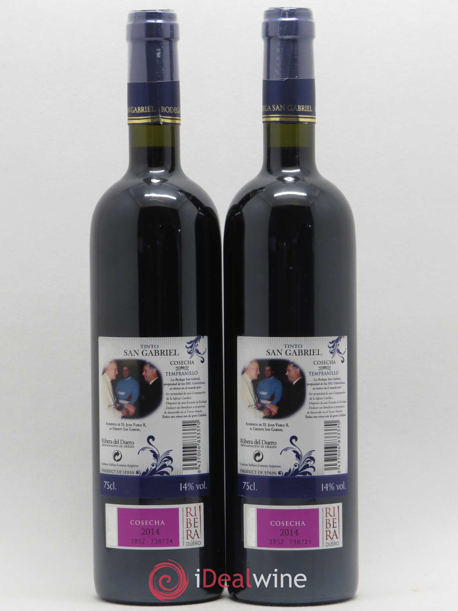 Ribera Del Duero DO Bodega San Gabriel  (sans prix de réserve) 2014 - Lot de 2 bouteilles - 1