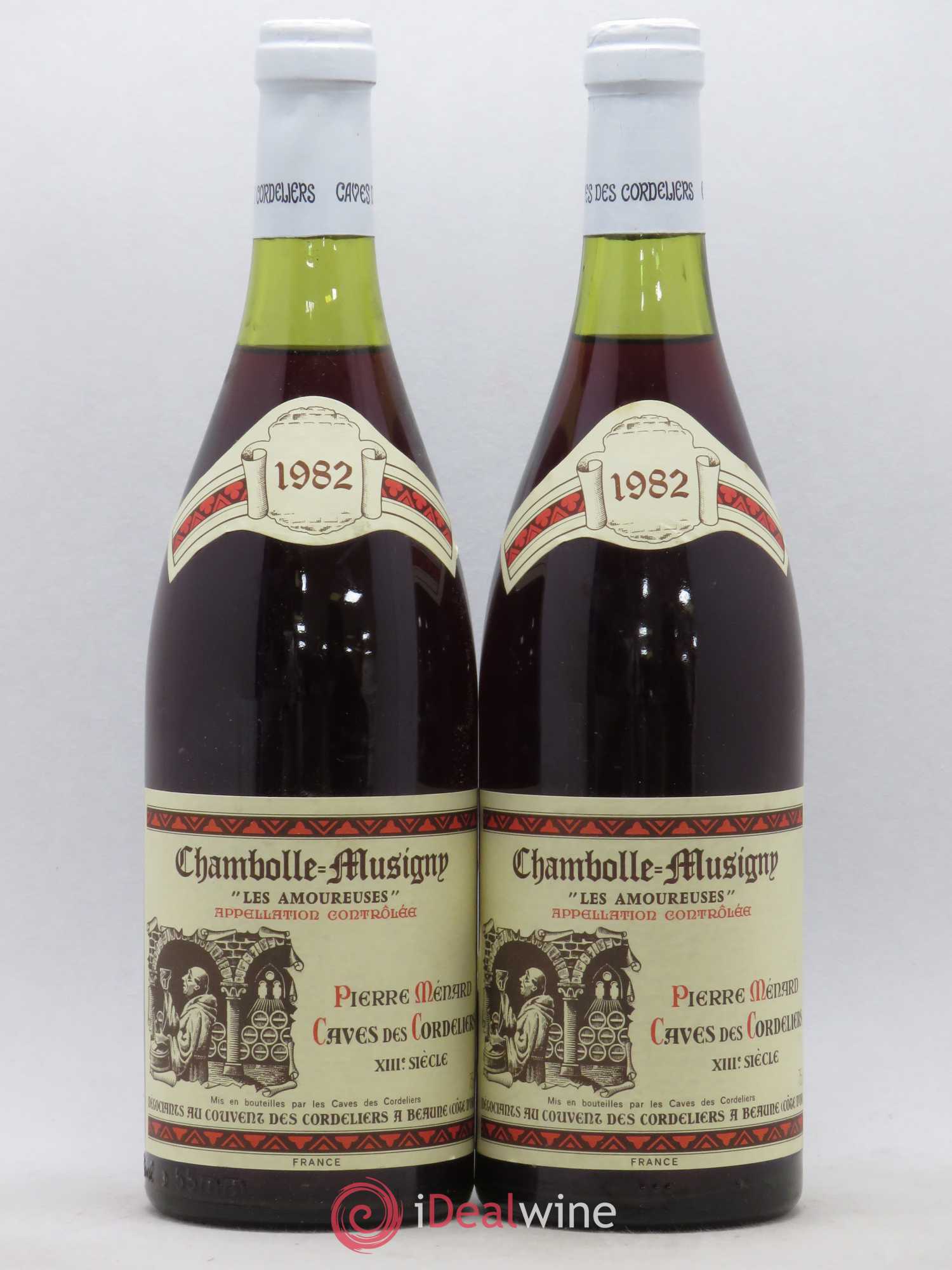 Chambolle-Musigny 1er Cru Les Amouresuses Caves du Couvent des Cordeliers Pierre Menard (sans prix de réserve) 1982 - Lot de 2 bouteilles - 0