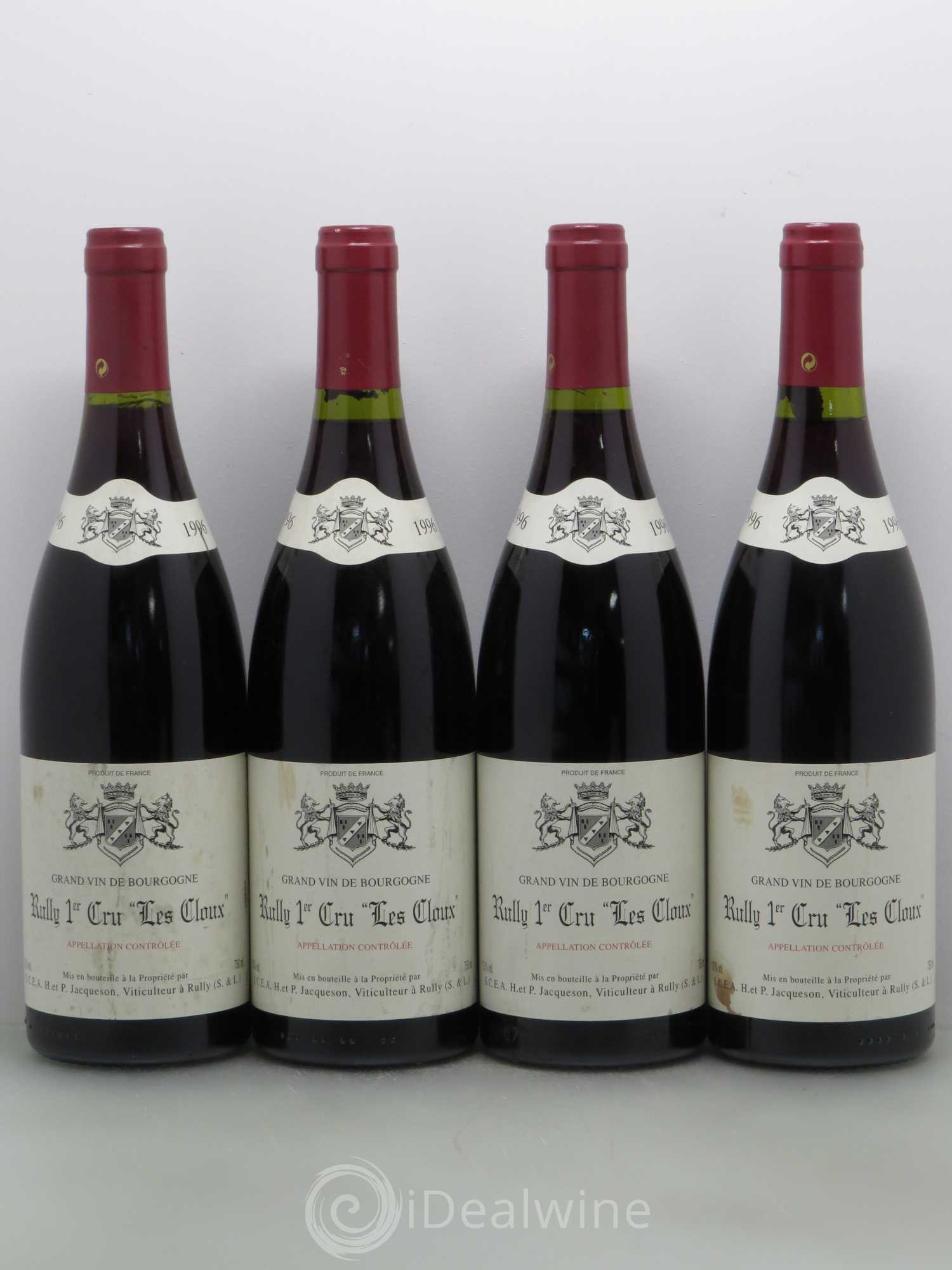 Rully 1er Cru Les Cloux Jacqueson 1996 - Lot de 4 bouteilles - 0