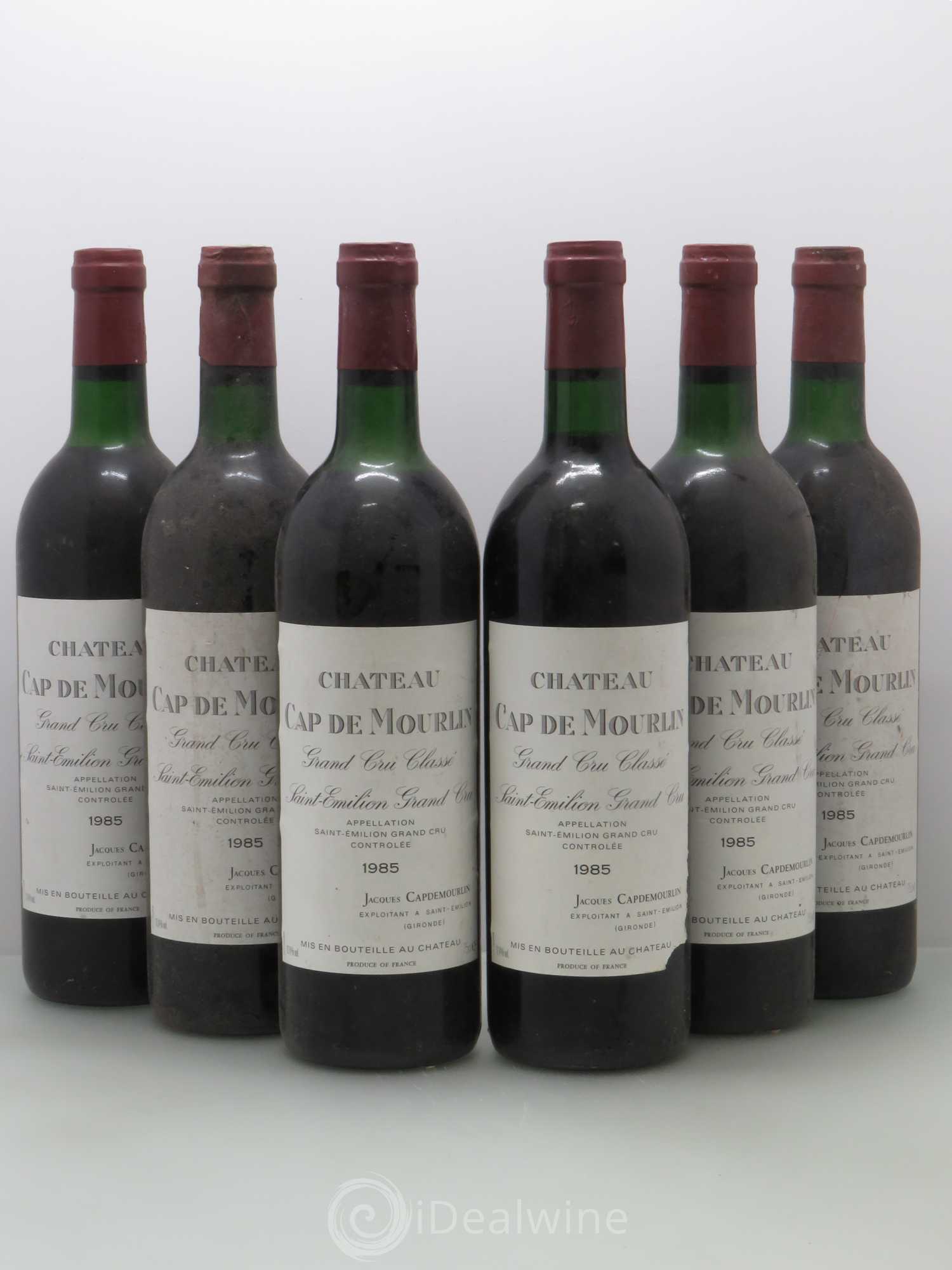 Château Cap de Mourlin Grand Cru Classé St Emilion 1985 - Lot de 6 bouteilles - 0