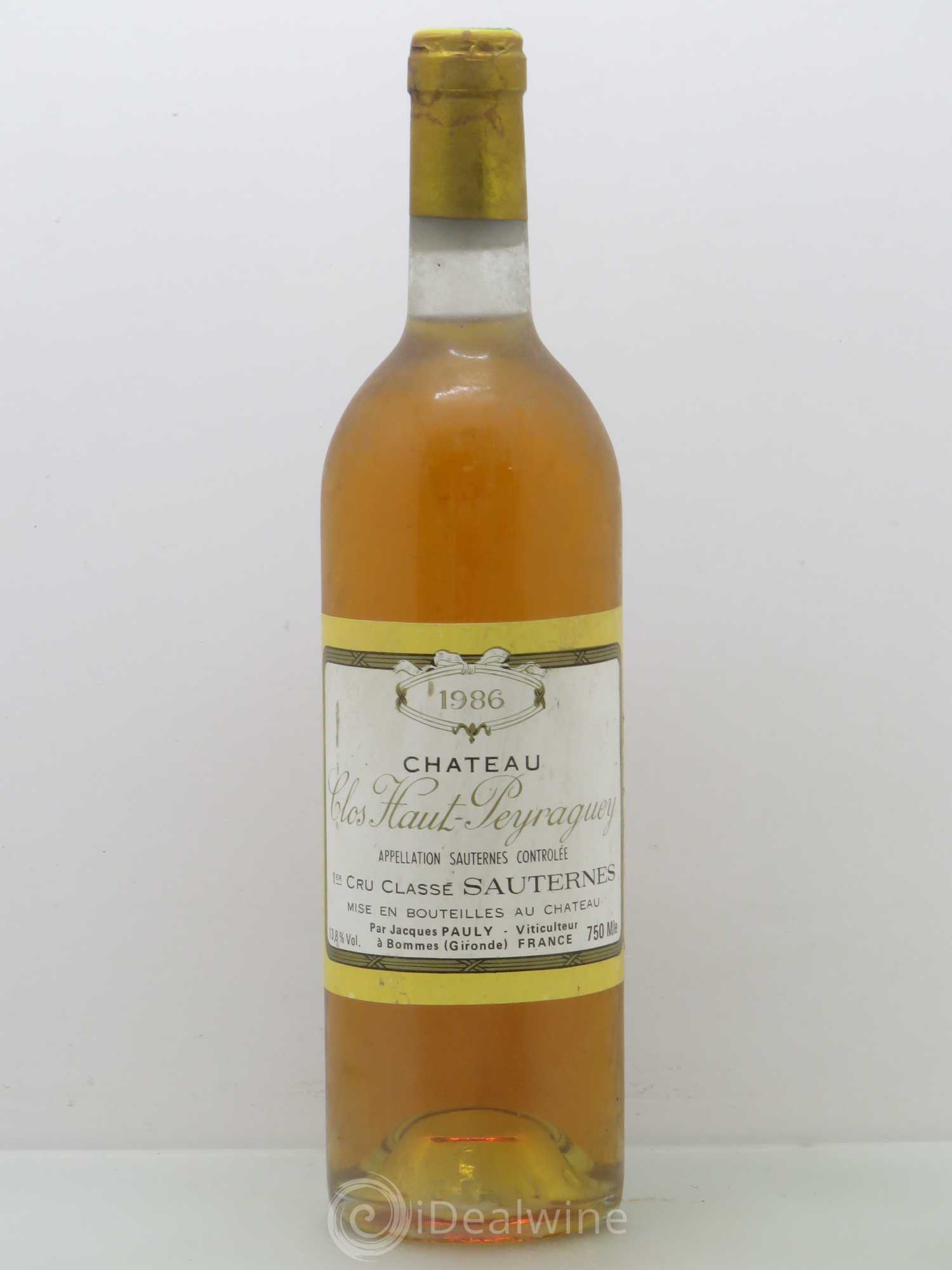 Clos Haut-Peyraguey 1er Grand Cru Classé 1986 - Lot de 1 bouteille - 0