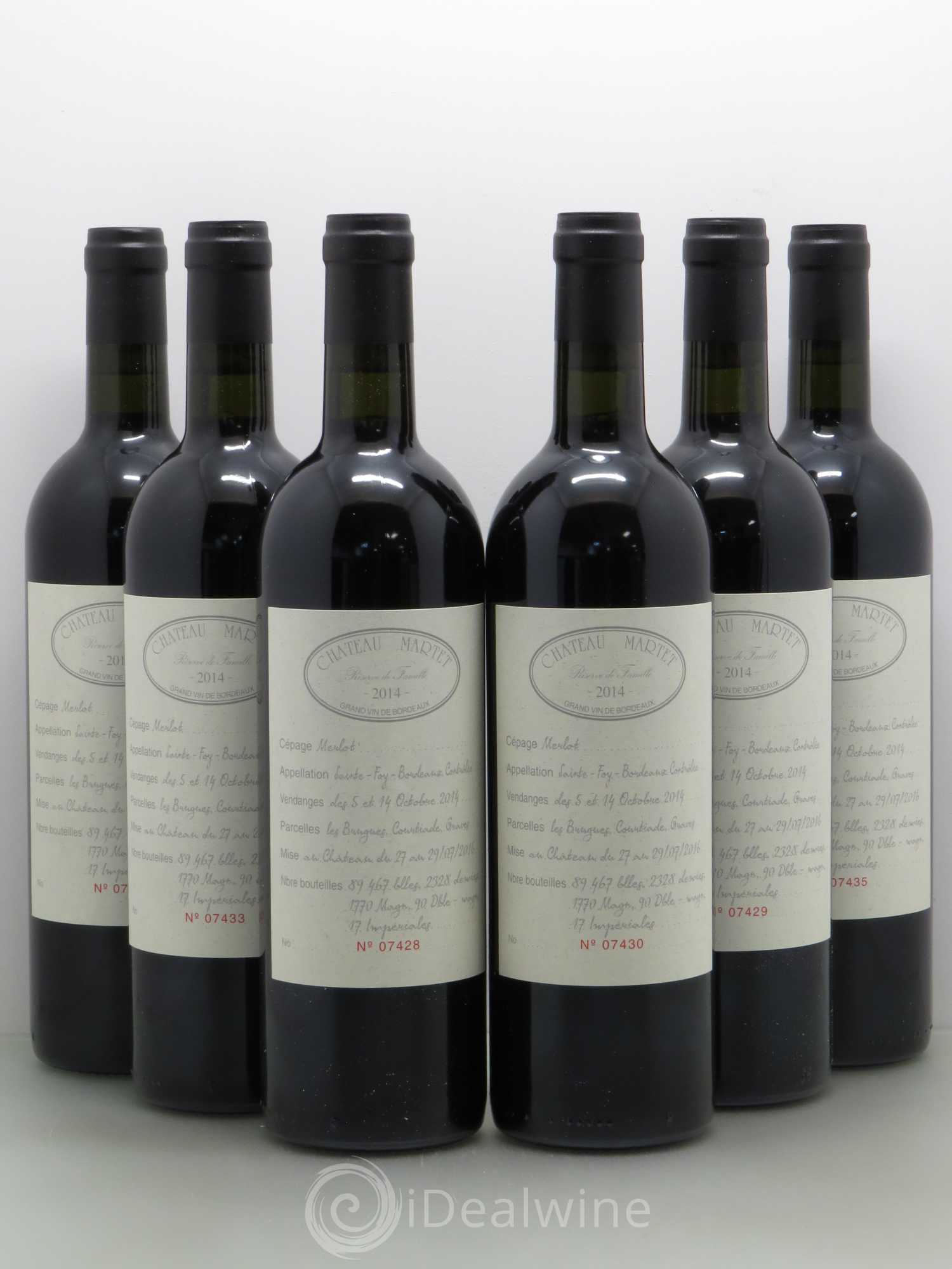 Bordeaux Château Martet Reserve De La Famille Sainte Foy De Bordeaux 2014 - Lot of 6 bottles - 0