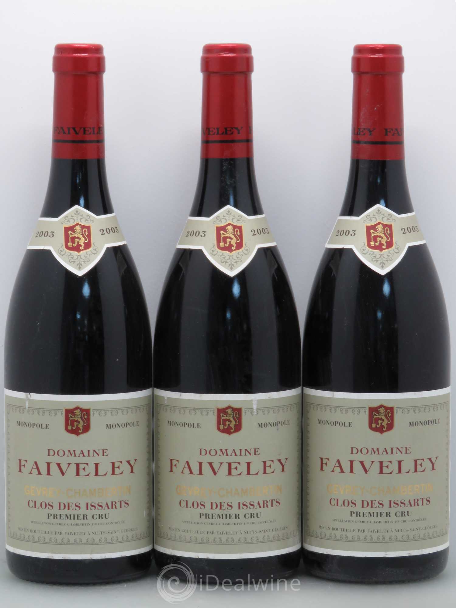 Gevrey-Chambertin 1er Cru Clos des Issarts Faiveley 2003 - Lot de 3 bouteilles - 0