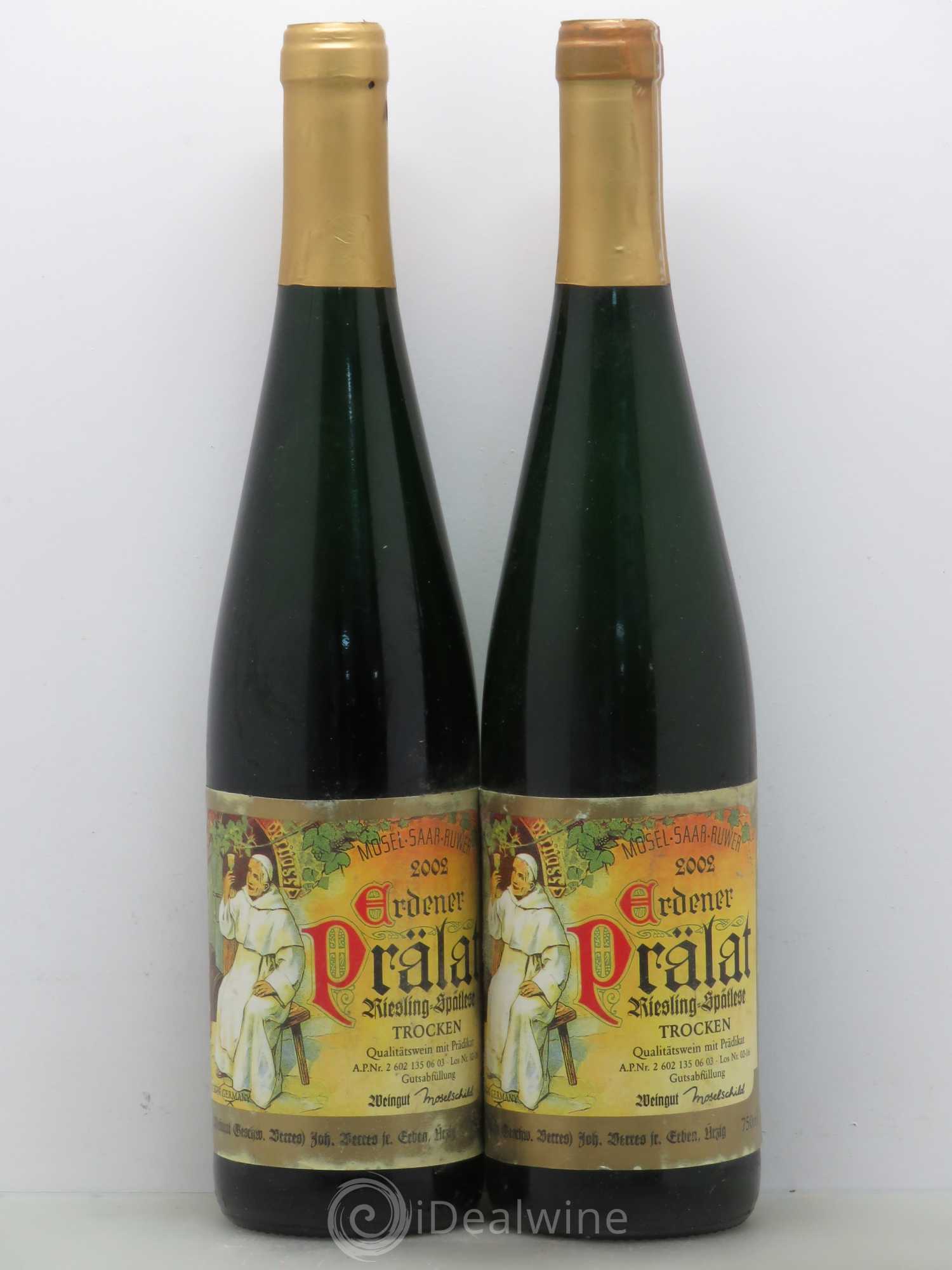 Riesling Mosel Saar Ruwer Erdener Prälat Spätlese Trocken GK 2002 - Lot de 5 bouteilles - 2