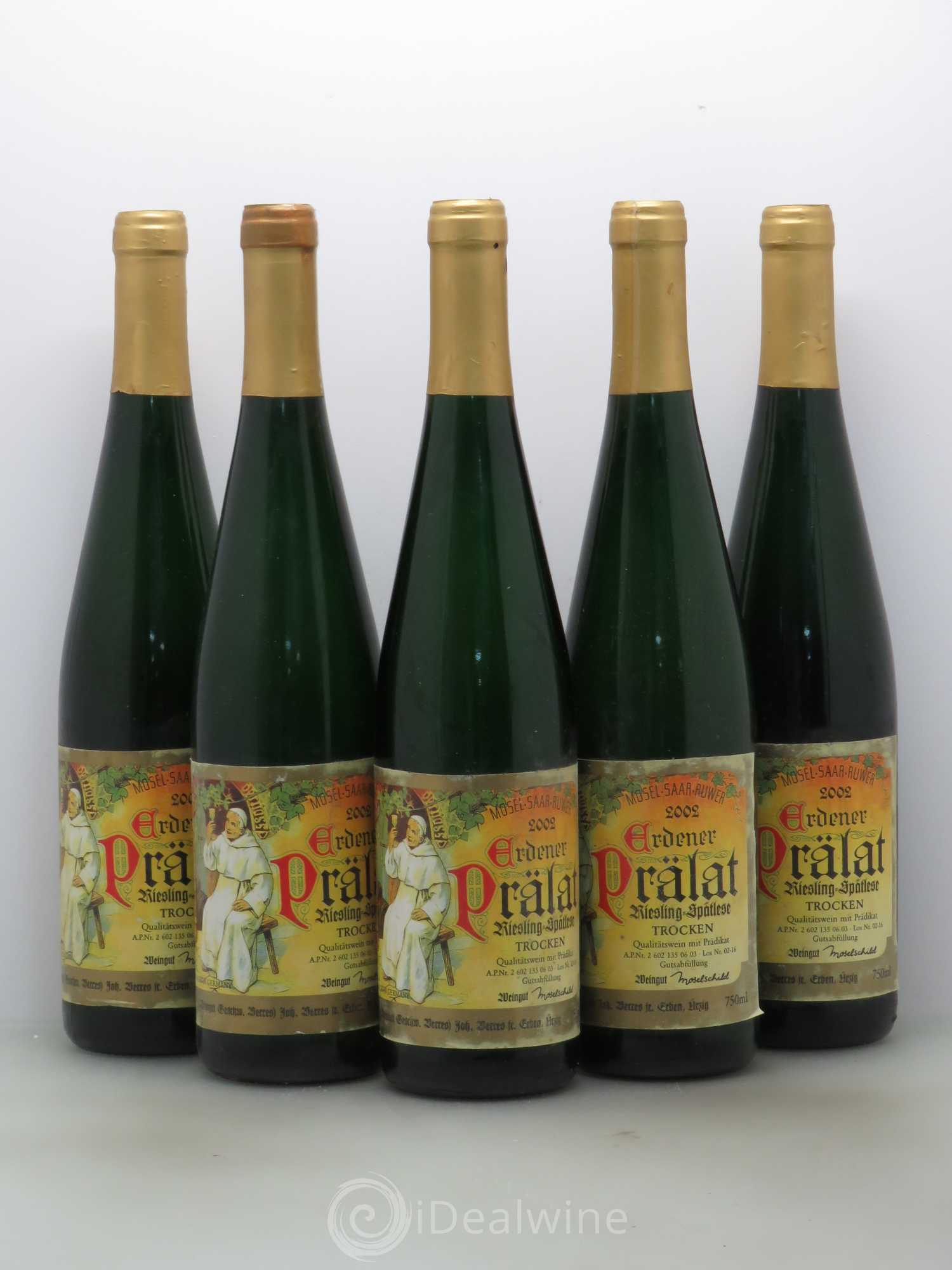 Riesling Mosel Saar Ruwer Erdener Prälat Spätlese Trocken GK 2002 - Lot de 5 bouteilles - 0