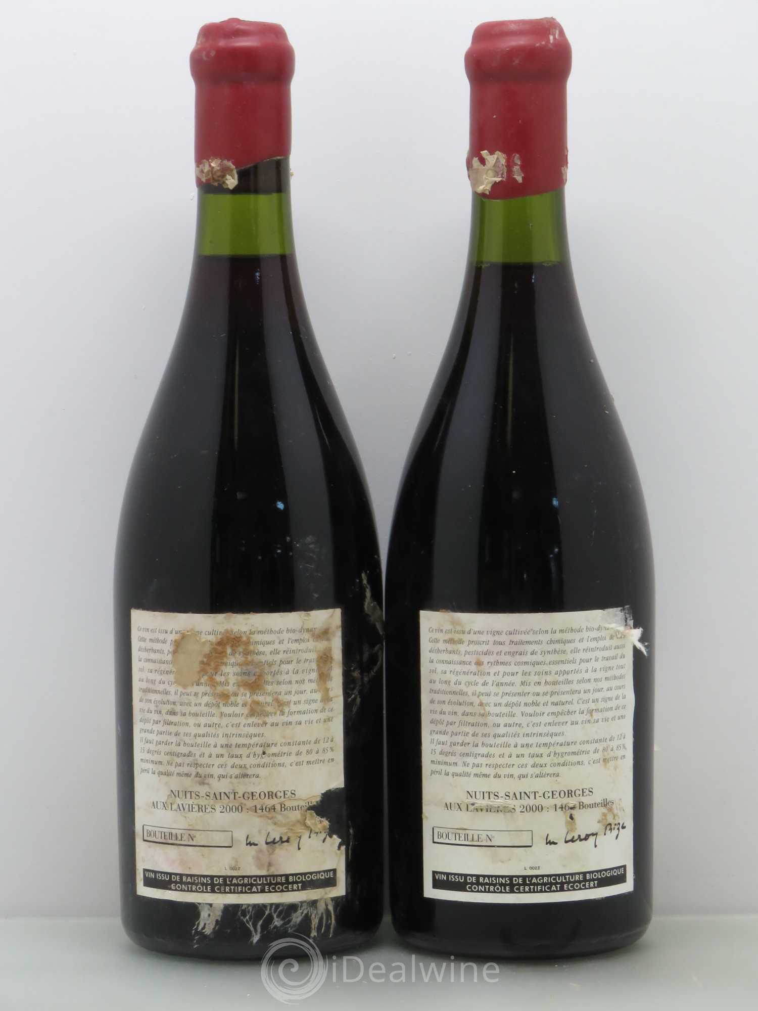 Nuits Saint-Georges Aux Lavières Leroy (Domaine) 2000 - Lot de 2 bouteilles - 1