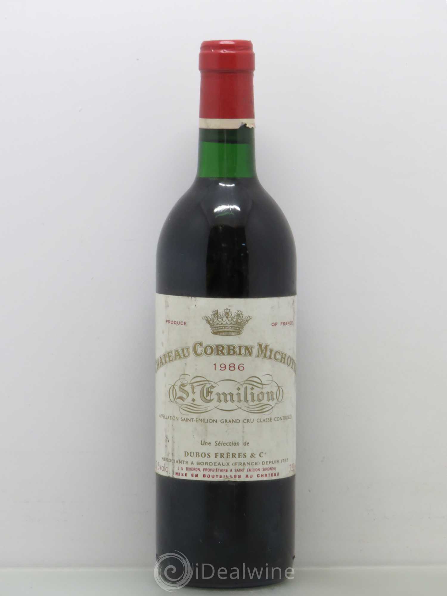 Château Corbin Michotte Grand Cru Classé 1986 - Lot de 1 bouteille - 0