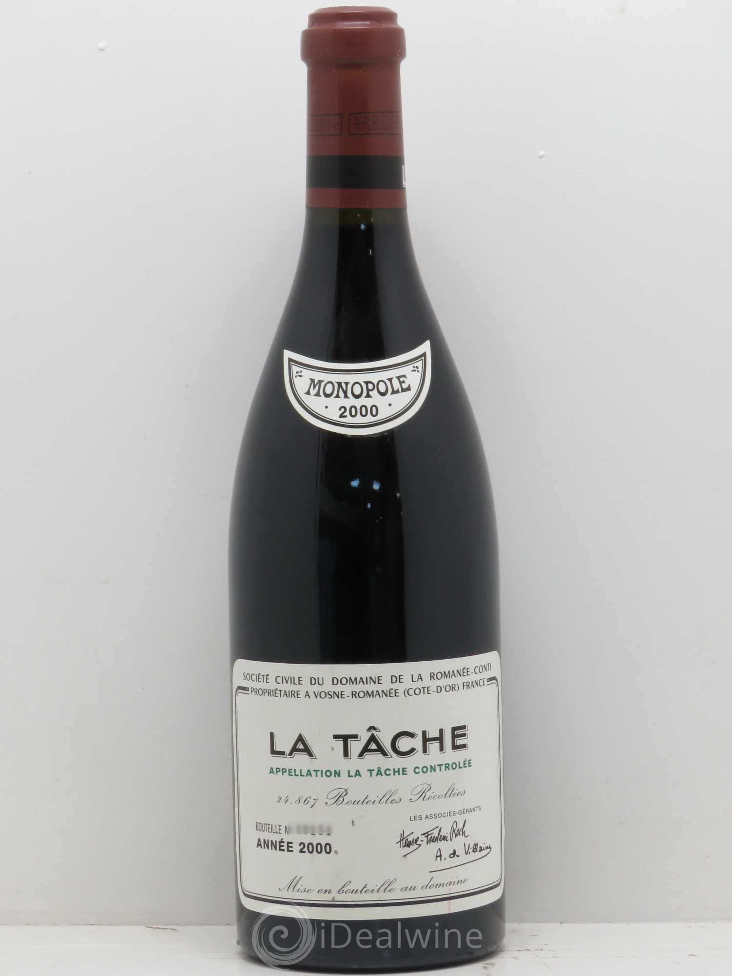 La Tâche Grand Cru Domaine de la Romanée-Conti 2000 - Lot de 1 bouteille - 0