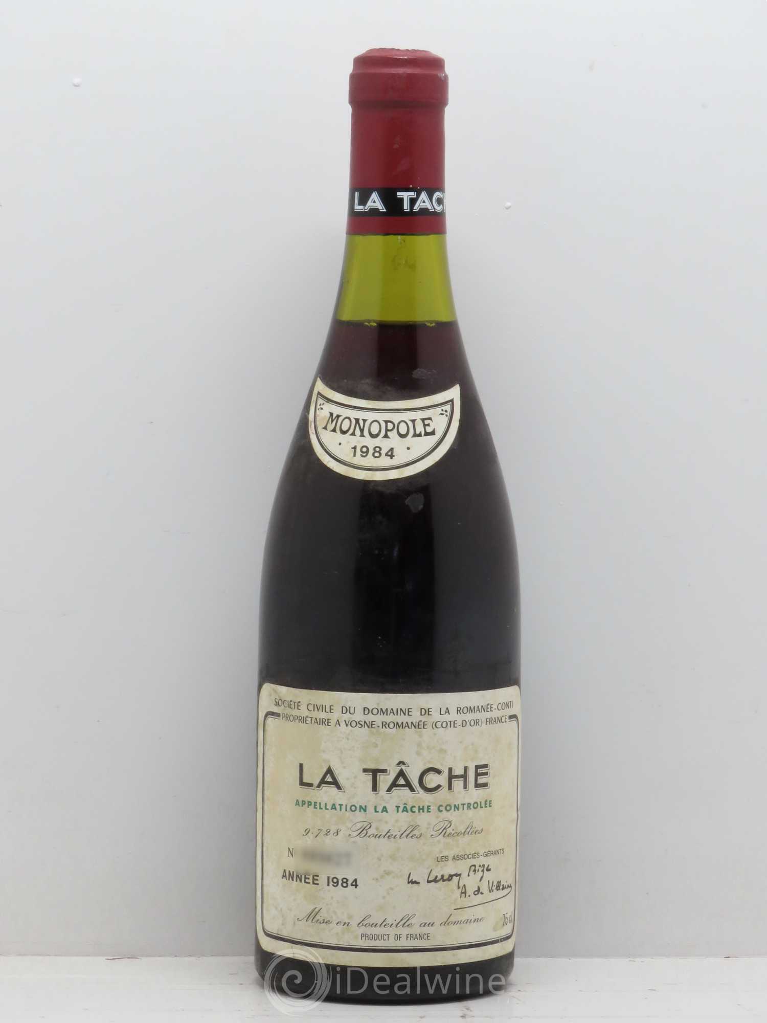 La Tâche Grand Cru Domaine de la Romanée-Conti 1984 - Lot de 1 bouteille - 0