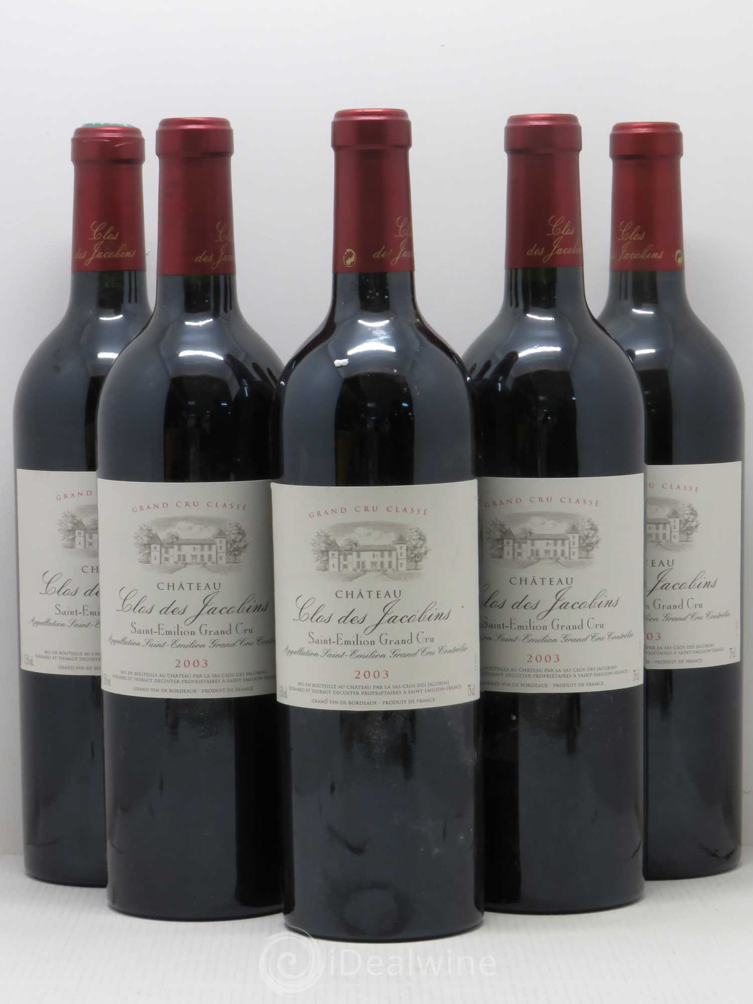 Château Clos des Jacobins Grand Cru Classé 2003 - Lot de 5 bouteilles - 0