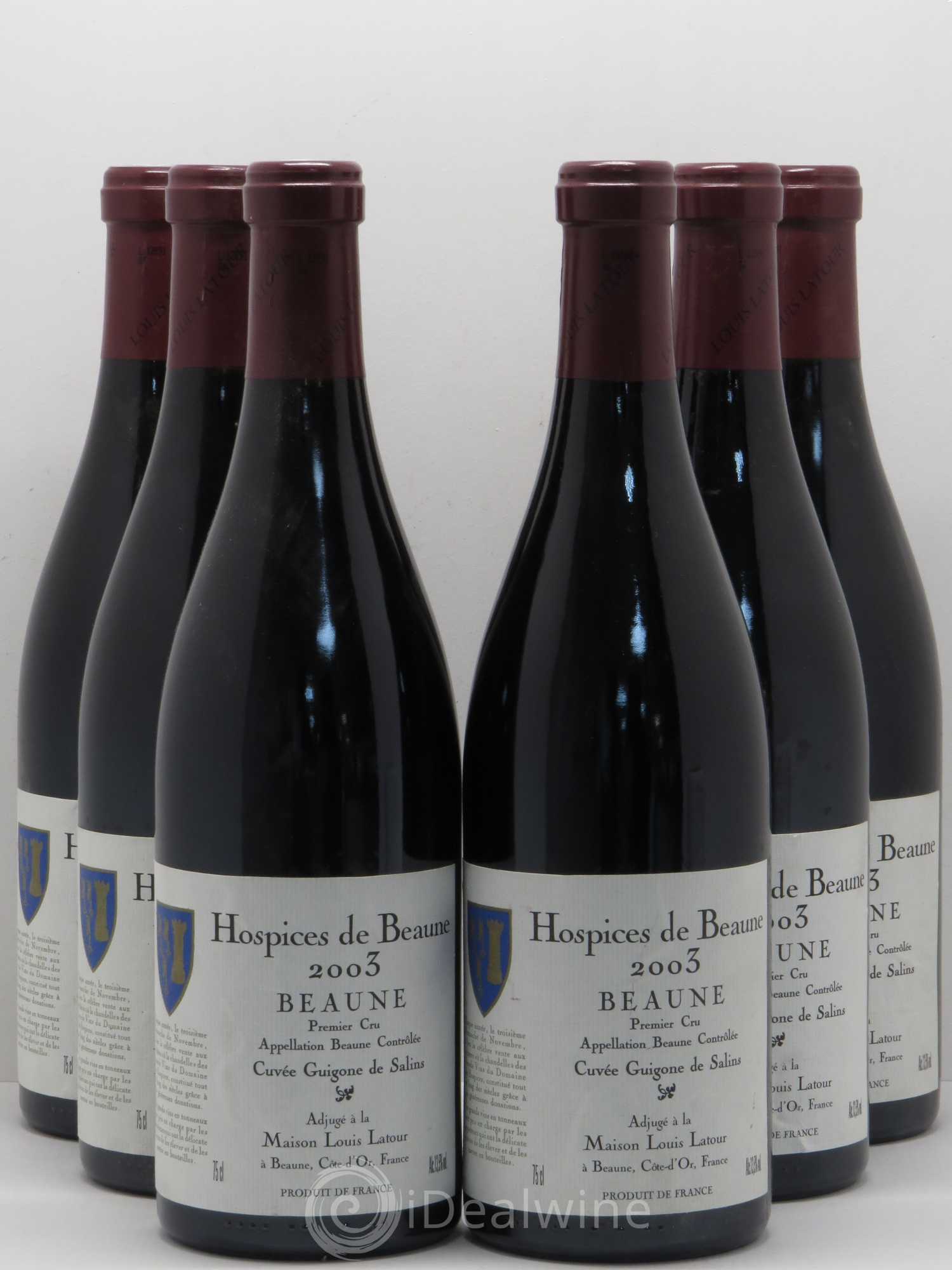 Beaune 1er Cru Hospices de Beaune Cuvée Guigone de Salins - Louis Latour 2003 - Lot de 6 bouteilles - 0