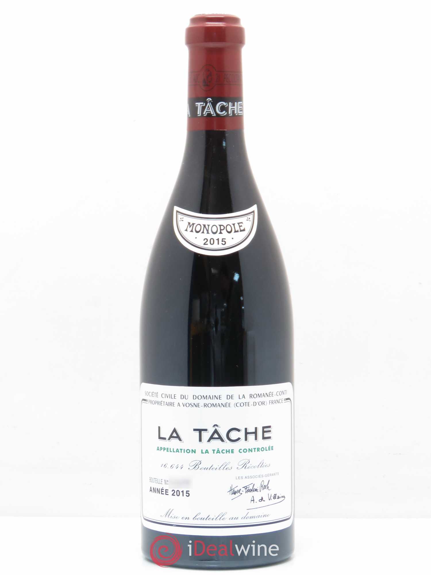 La Tâche Grand Cru Domaine de la Romanée-Conti 2015 - Lot de 1 bouteille - 0