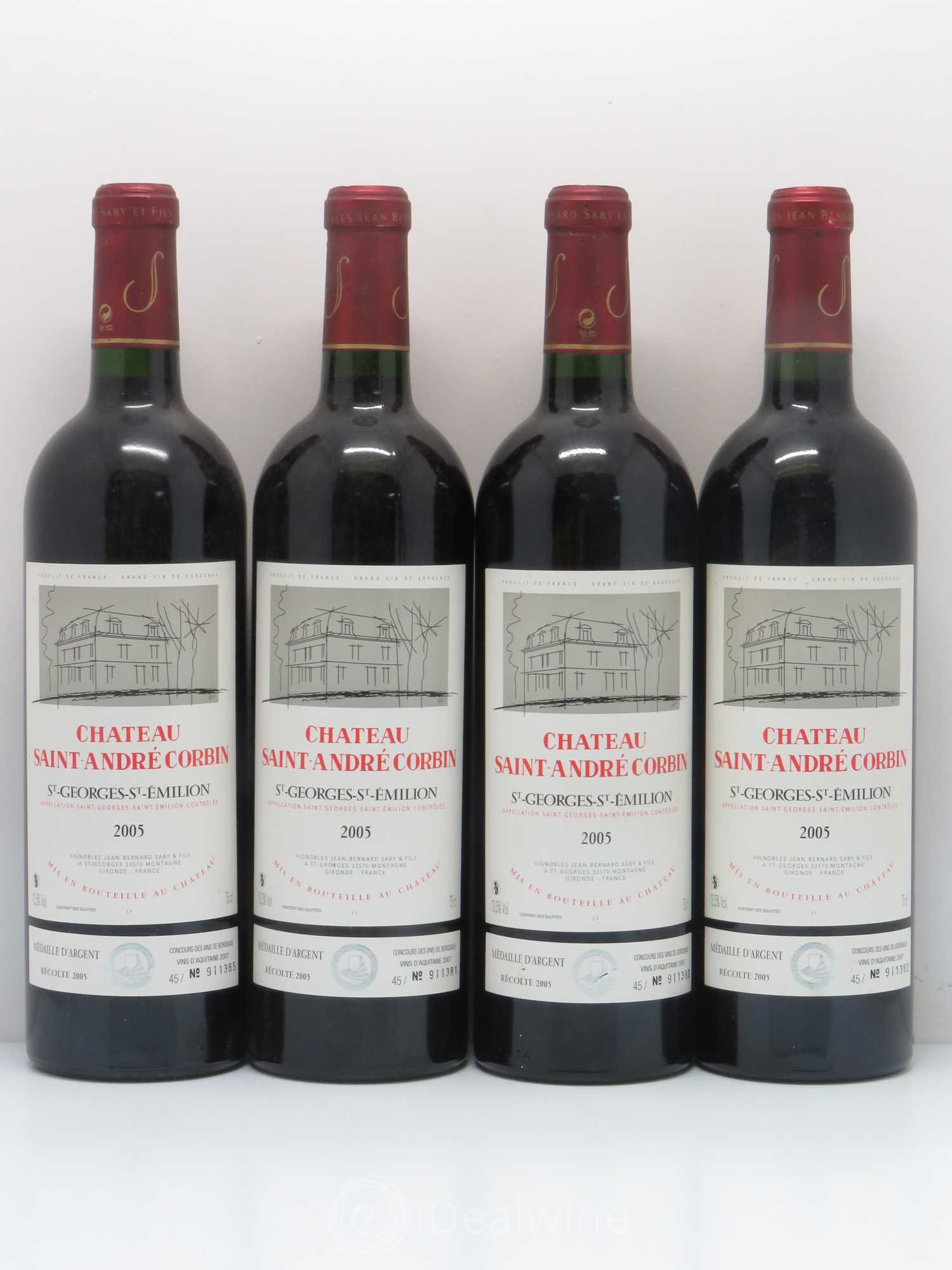 Bordeaux Saint-Georges Saint-Emilion Chateau Saint André Corbin 2005 - Lot de 4 bouteilles - 0