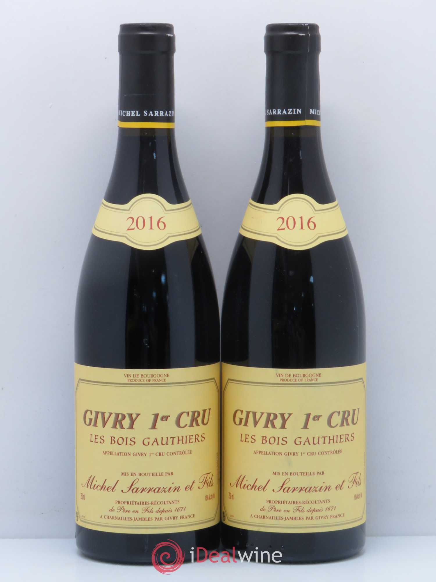 Givry 1er Cru Les Bois Gauthiers Michel Sarrazin et Fils 2016 - Lot de 2 bouteilles - 0