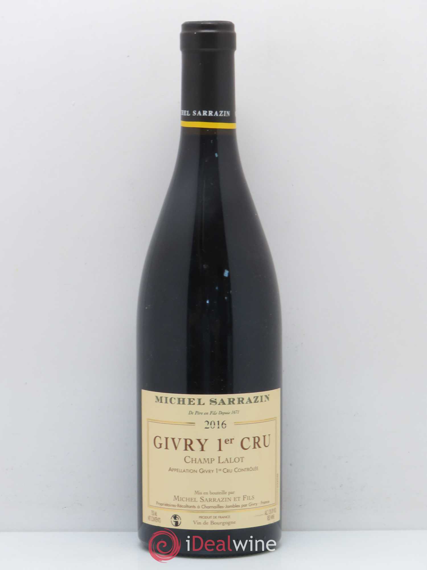 Givry 1er Cru Champ Lalot Michel Sarrazin et Fils 2016 - Lot de 1 bouteille - 0