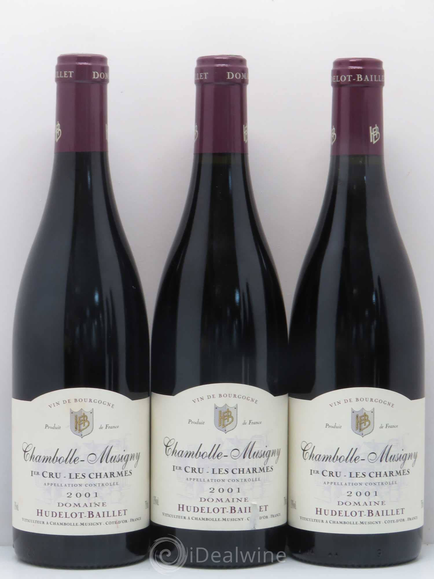 Chambolle-Musigny 1er Cru Les Charmes Domaine Hudelot Baillet 2001 - Lot de 5 bouteilles - 1