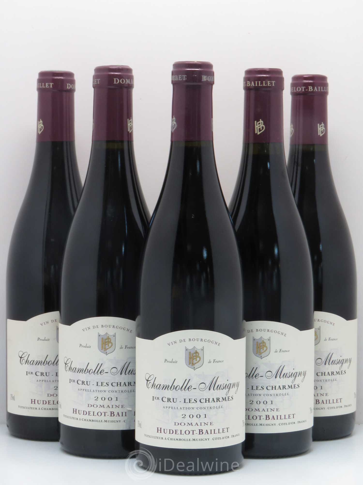 Chambolle-Musigny 1er Cru Les Charmes Domaine Hudelot Baillet 2001 - Lot de 5 bouteilles - 0