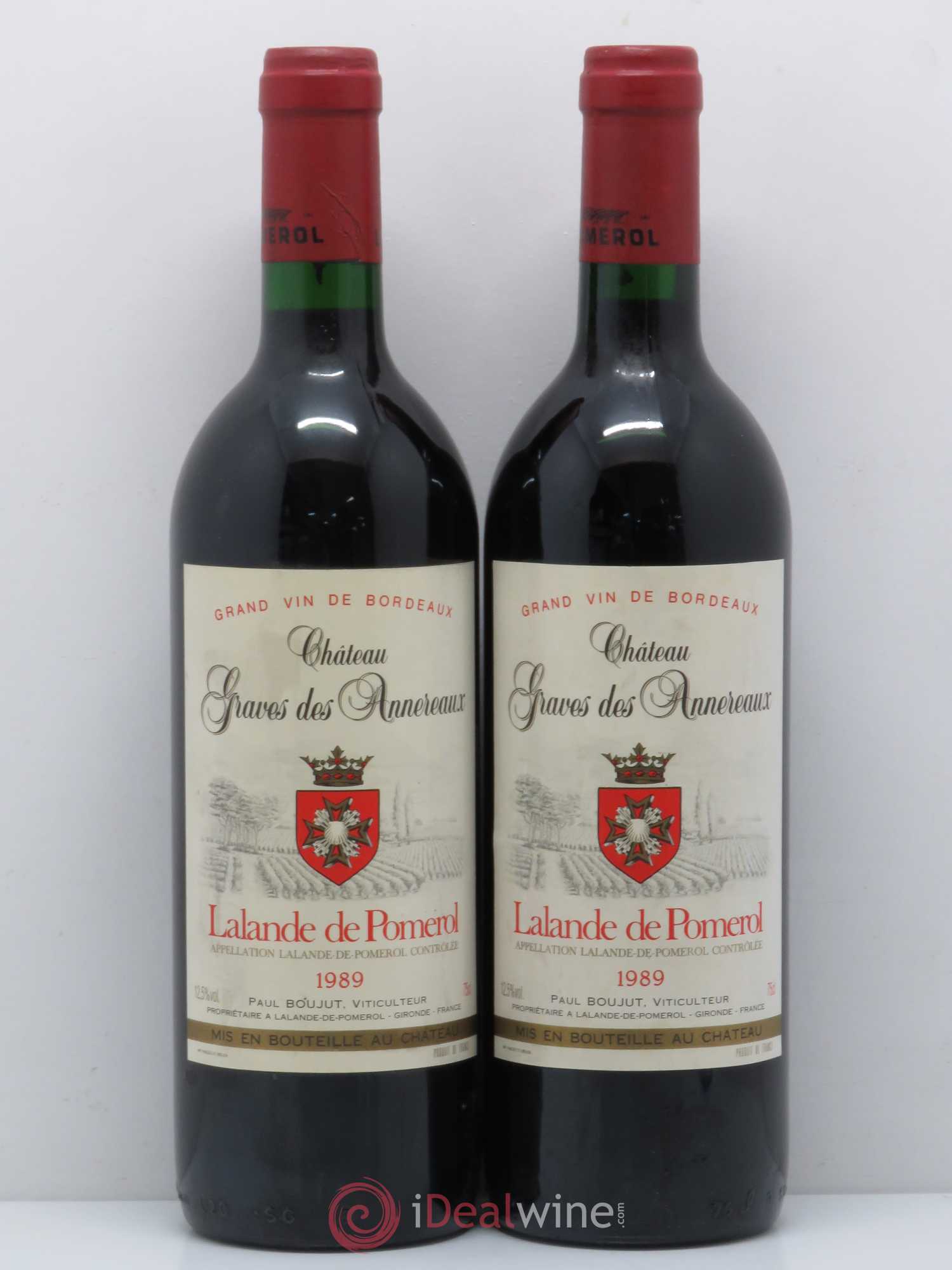 Bordeaux Lalande de Pomerol Château Graves des Annereaux 1989 - Lot de 2 bouteilles - 0