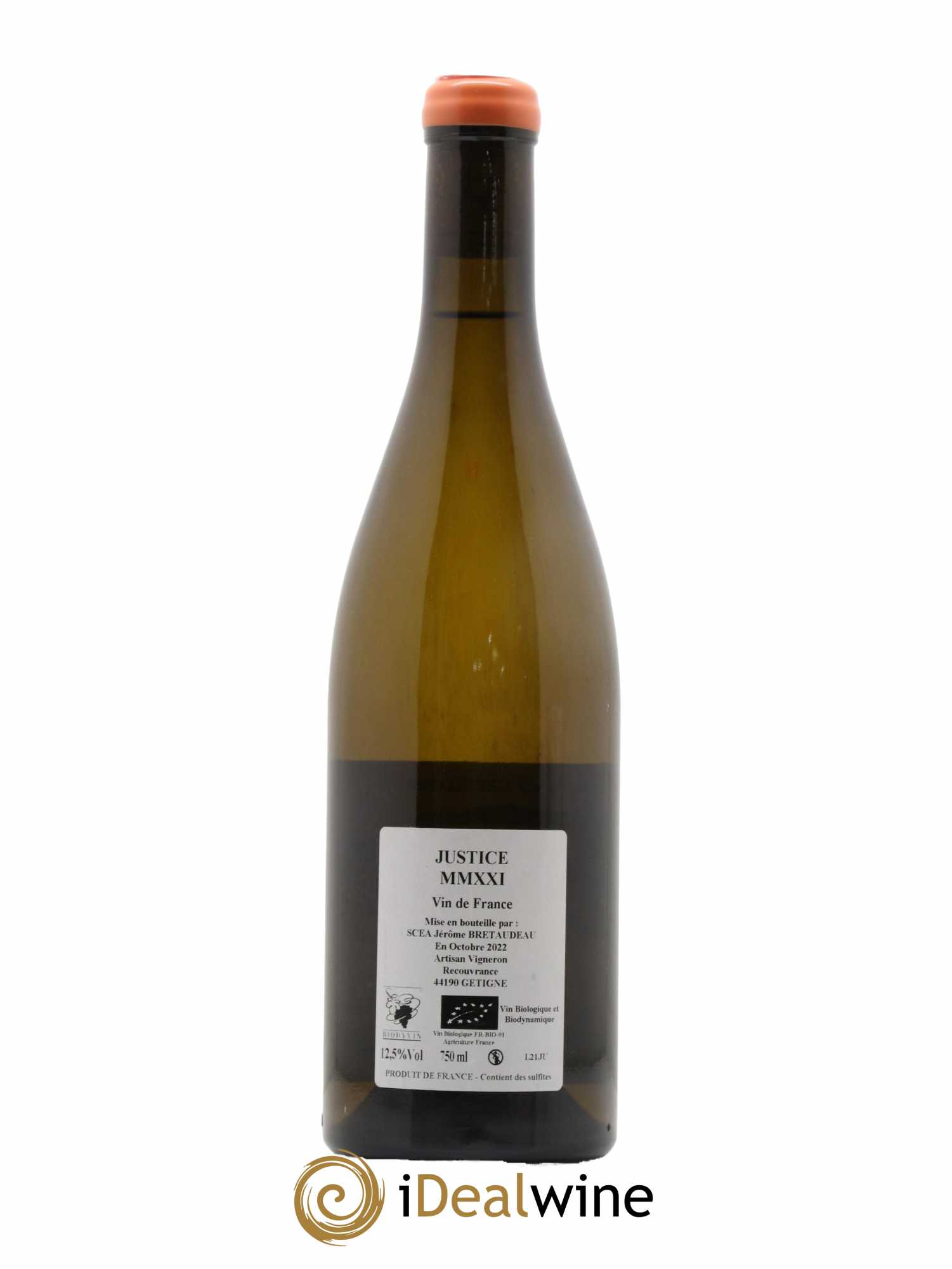 Muscadet-Sèvre-et-Maine Justice Jérôme Bretaudeau - Bellevue (Domaine de)  2021 - Posten von 1 Flasche - 1