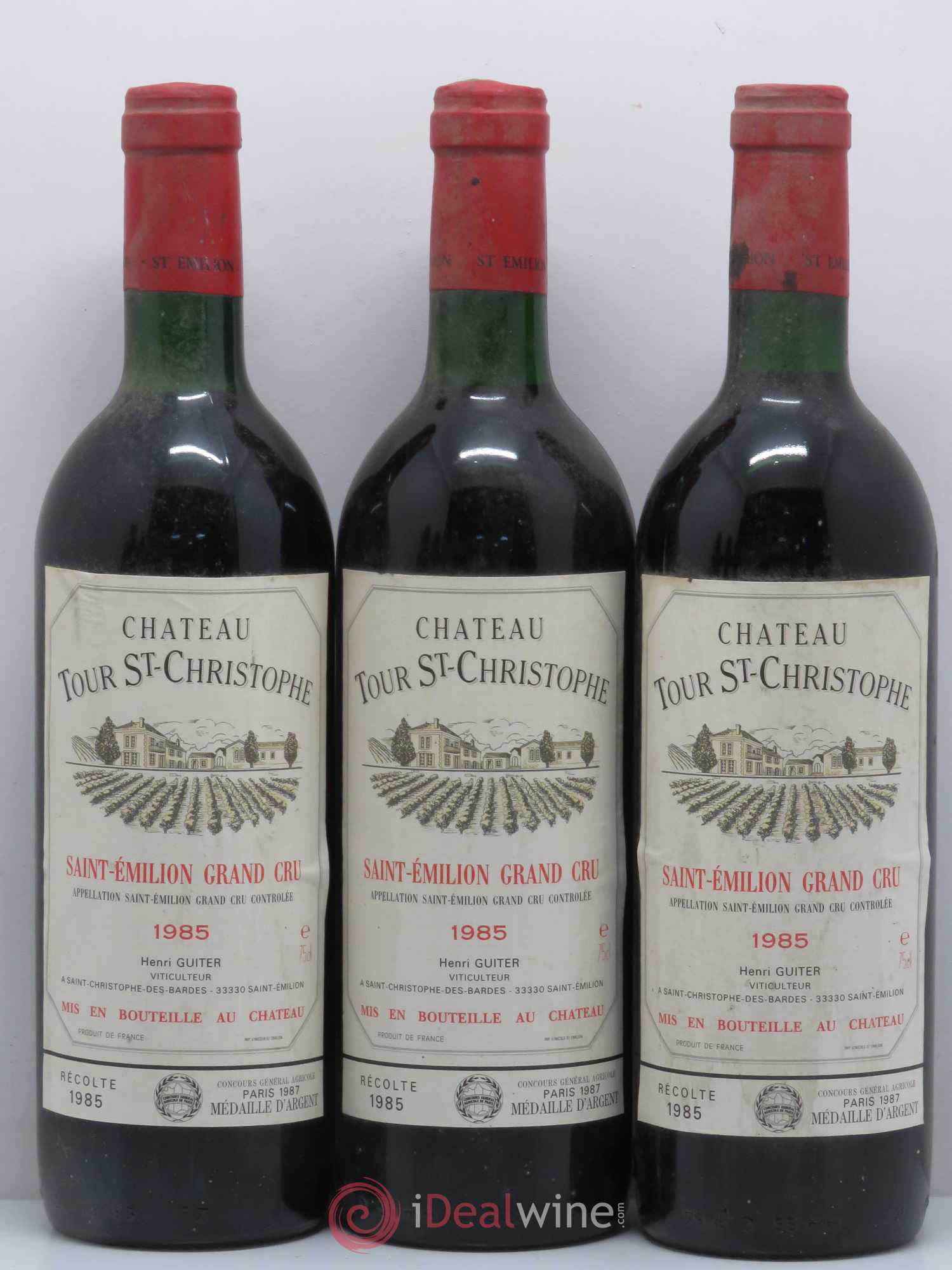 Saint-Émilion Grand Cru Château Tour Saint Christophe 1985 - Lot de 6 bouteilles - 1