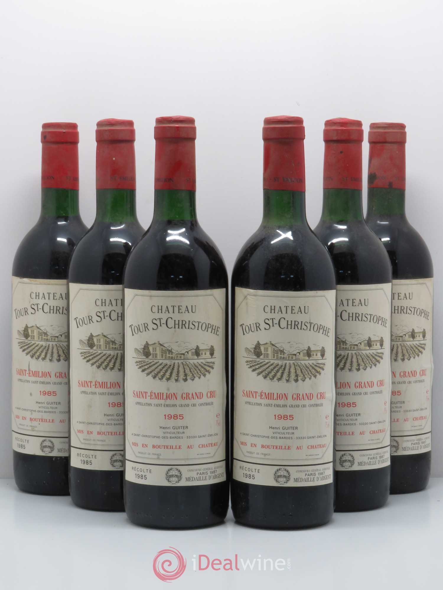 Saint-Émilion Grand Cru Château Tour Saint Christophe 1985 - Lot de 6 bouteilles - 0