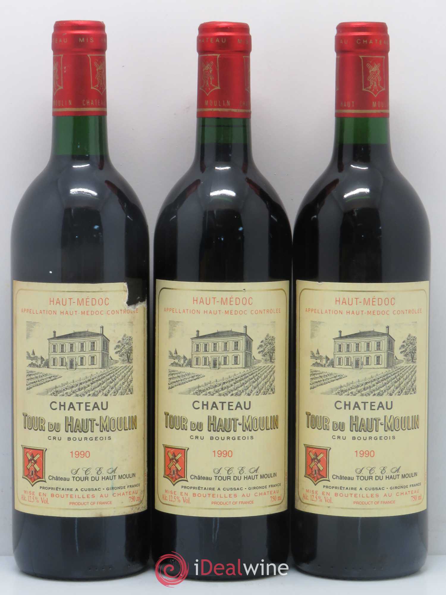 Château Tour du Haut Moulin Cru Bourgeois 1990 - Lot de 3 bouteilles - 0