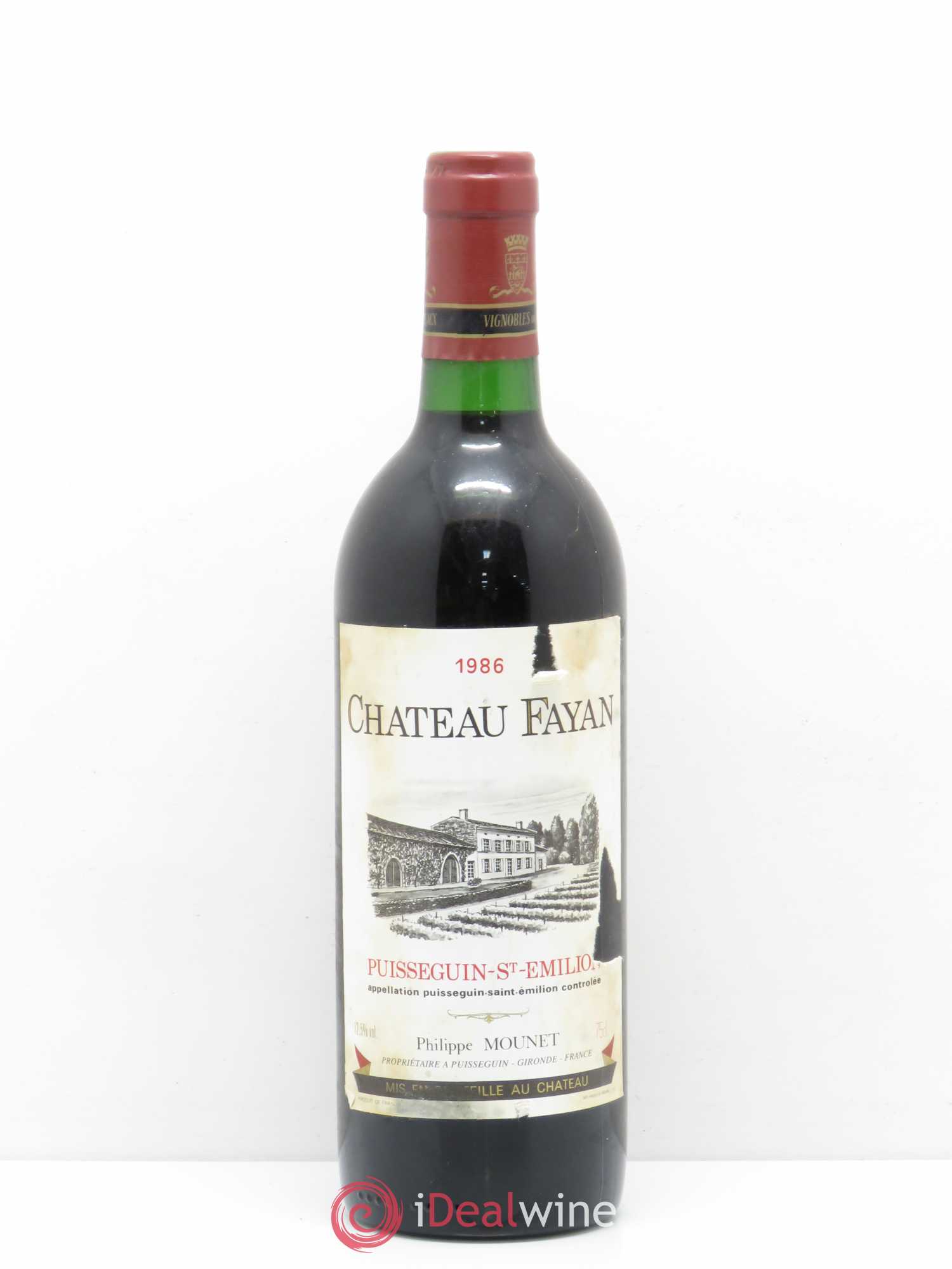 Bordeaux Puisseguin Saint Emilion Château Fayan 1986 - Lot de 1 bouteille - 0