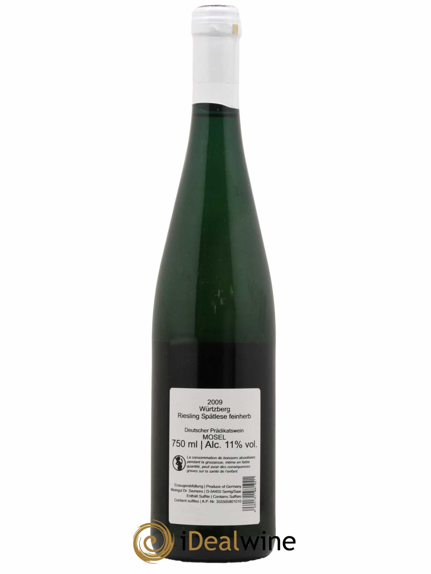 Allemagne Mosel-Saar Dr Siemens Spatlese Wurtzberg Mosel Allemagne 2009 - Lot de 1 bouteille - 1