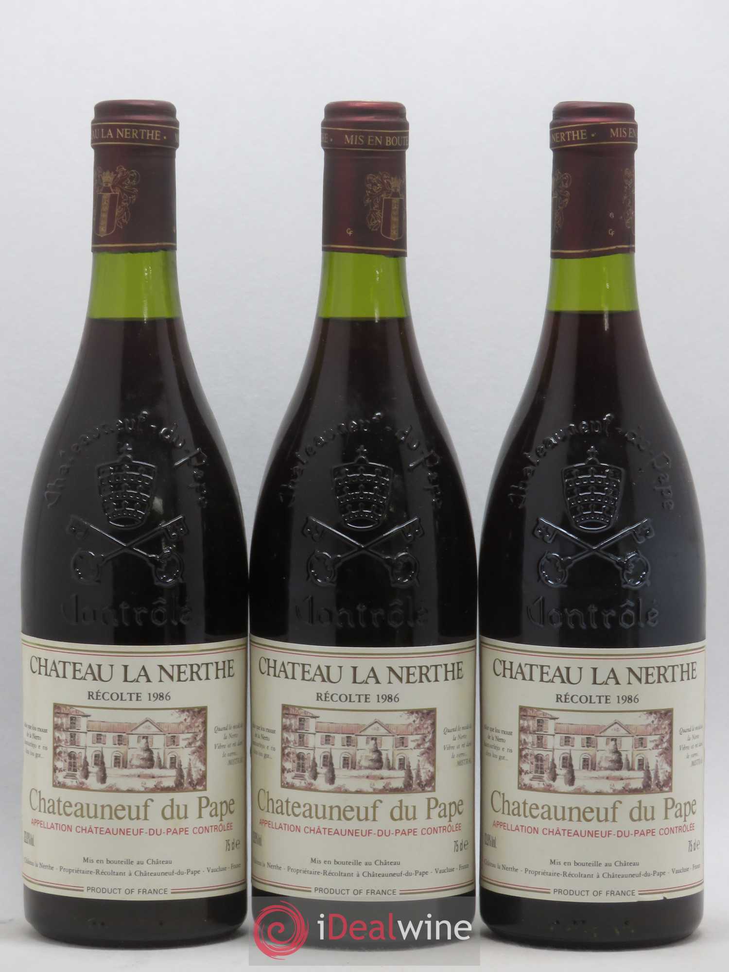 Châteauneuf-du-Pape Château la Nerthe Famille Richard 1986 - Lot of 3 bottles - 0