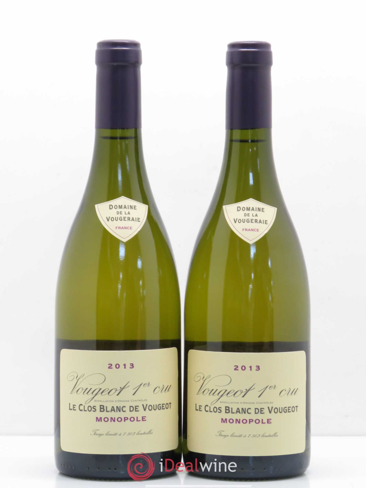 Vougeot 1er Cru Le Clos Blanc de Vougeot La Vougeraie 2013 - Lot of 2 bottles - 0