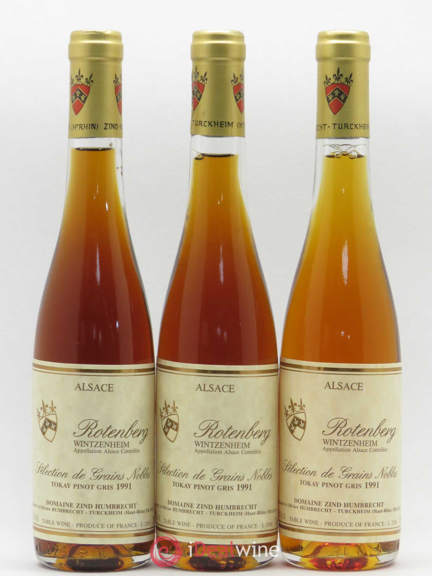 Pinot Gris (Tokay) Sélection de Grains Nobles Rotenberg Wintzenheim Domaine Zind Humbrecht 1991 - Lot of 3 half-bottles - 0