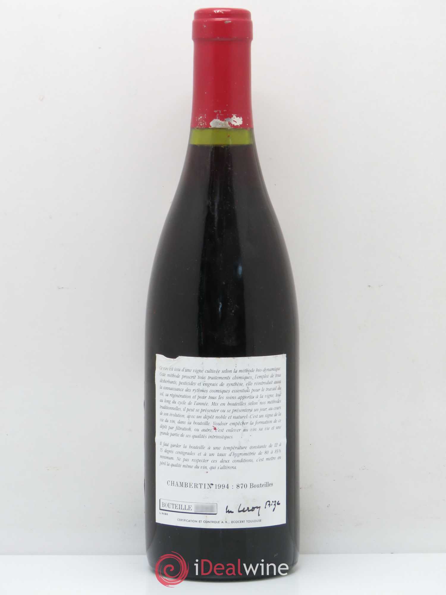 Chambertin Grand Cru Leroy (Domaine) 1994 - Lot de 1 bouteille - 1