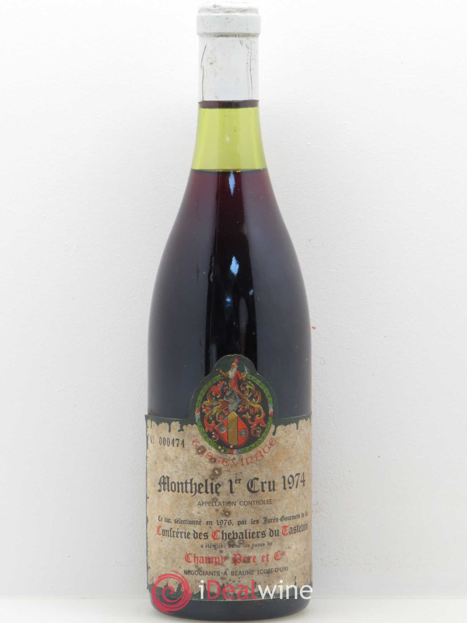 Monthélie 1er Cru Confrerie Chevaliers du Tastevin Domaine Champy 1974 - Lot de 1 bouteille - 0