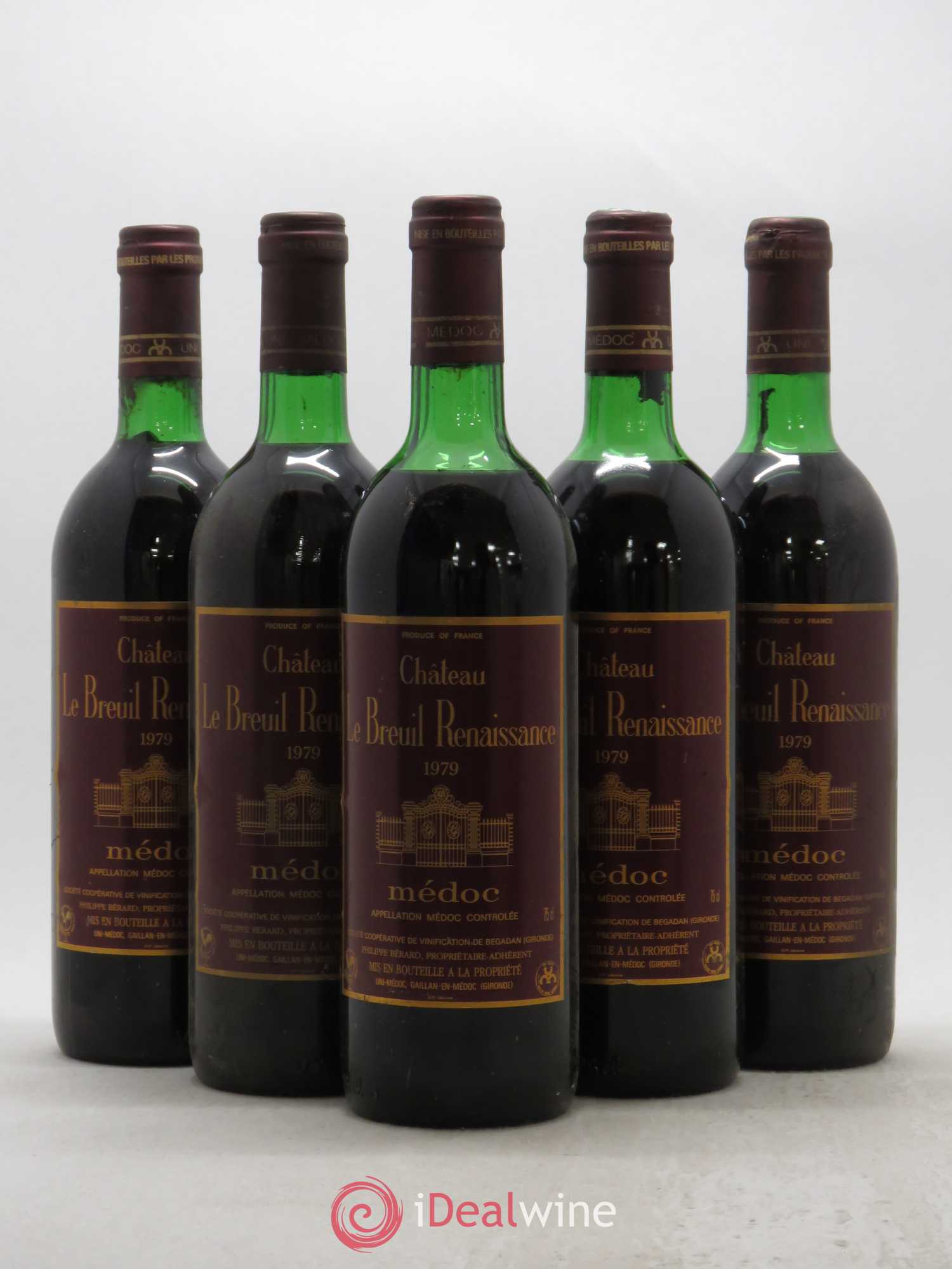 Médoc Château Le Breuil Renaissance 1979 - Lot de 5 bouteilles - 0