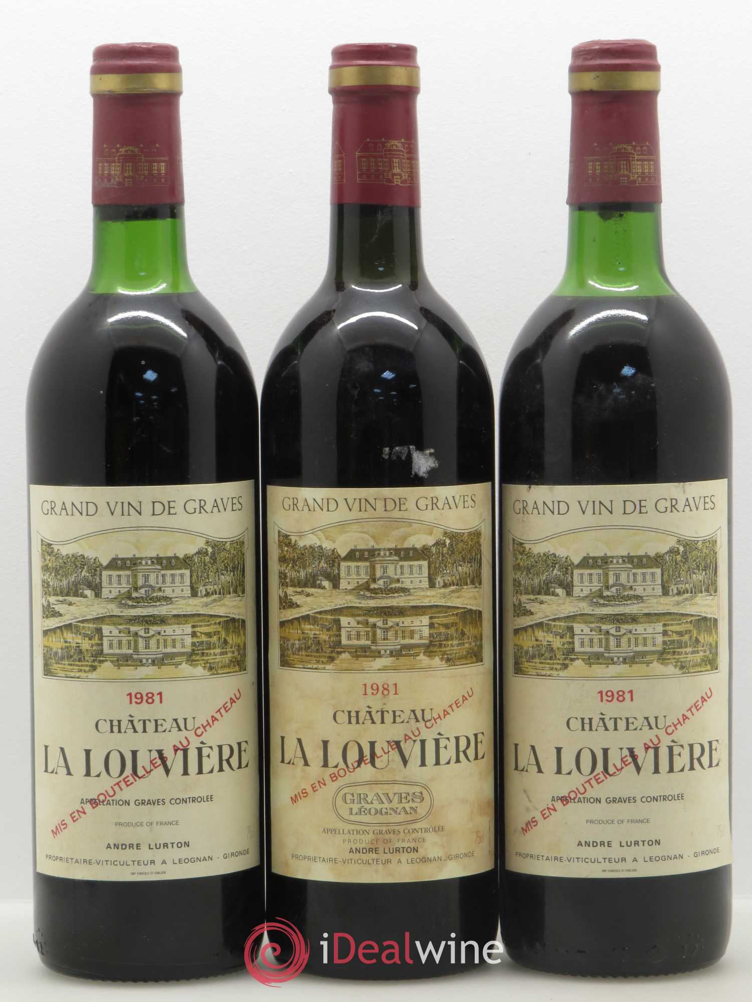 Château la Louvière 1981 - Lot of 3 bottles - 0