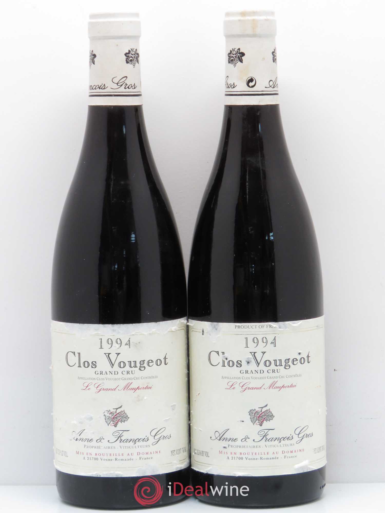 Clos de Vougeot Grand Cru Le Grand Maupertui Anne Gros 1994 - Lot of 2 bottles - 0