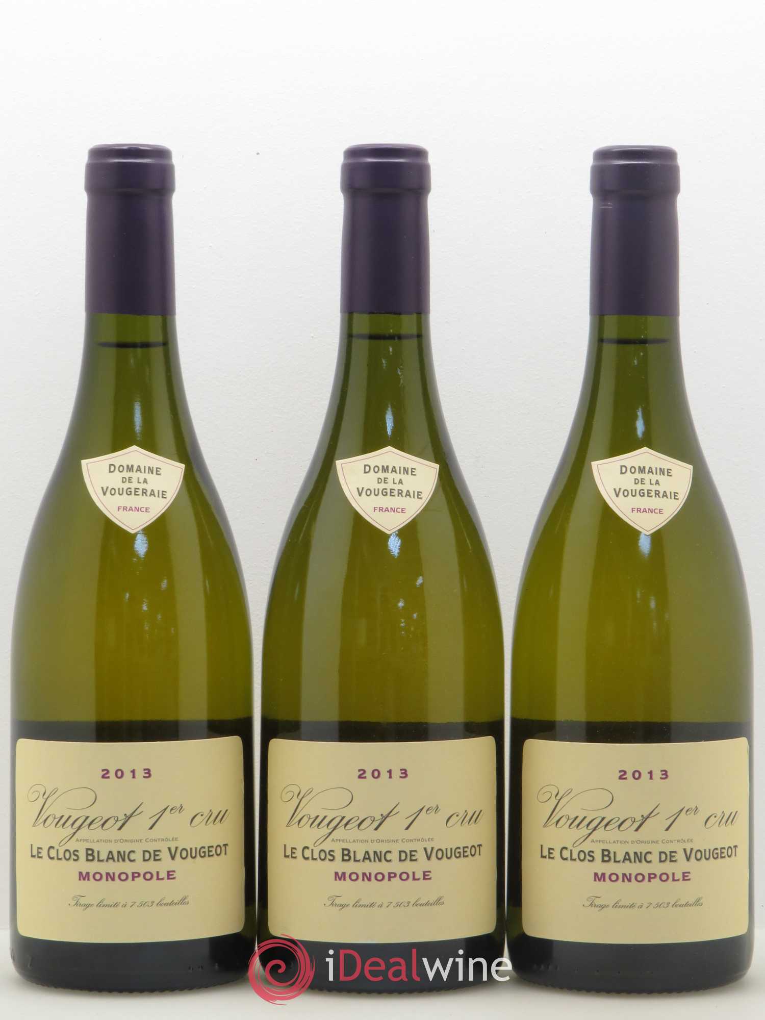 Vougeot 1er Cru Le Clos Blanc de Vougeot La Vougeraie 2013 - Lot of 3 bottles - 0