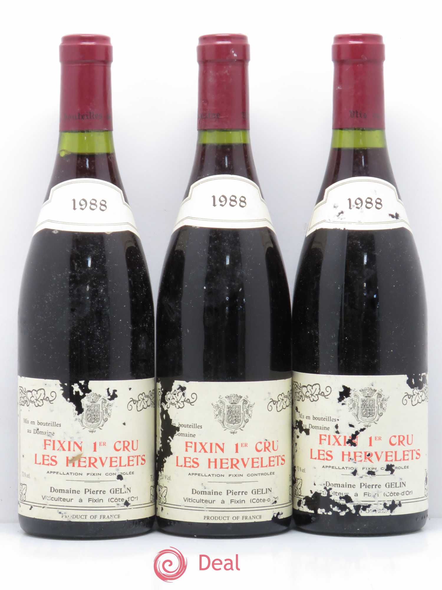 Fixin 1er Cru Les Hervelets Pierre Gelin 1988 - Lot of 3 bottles - 0