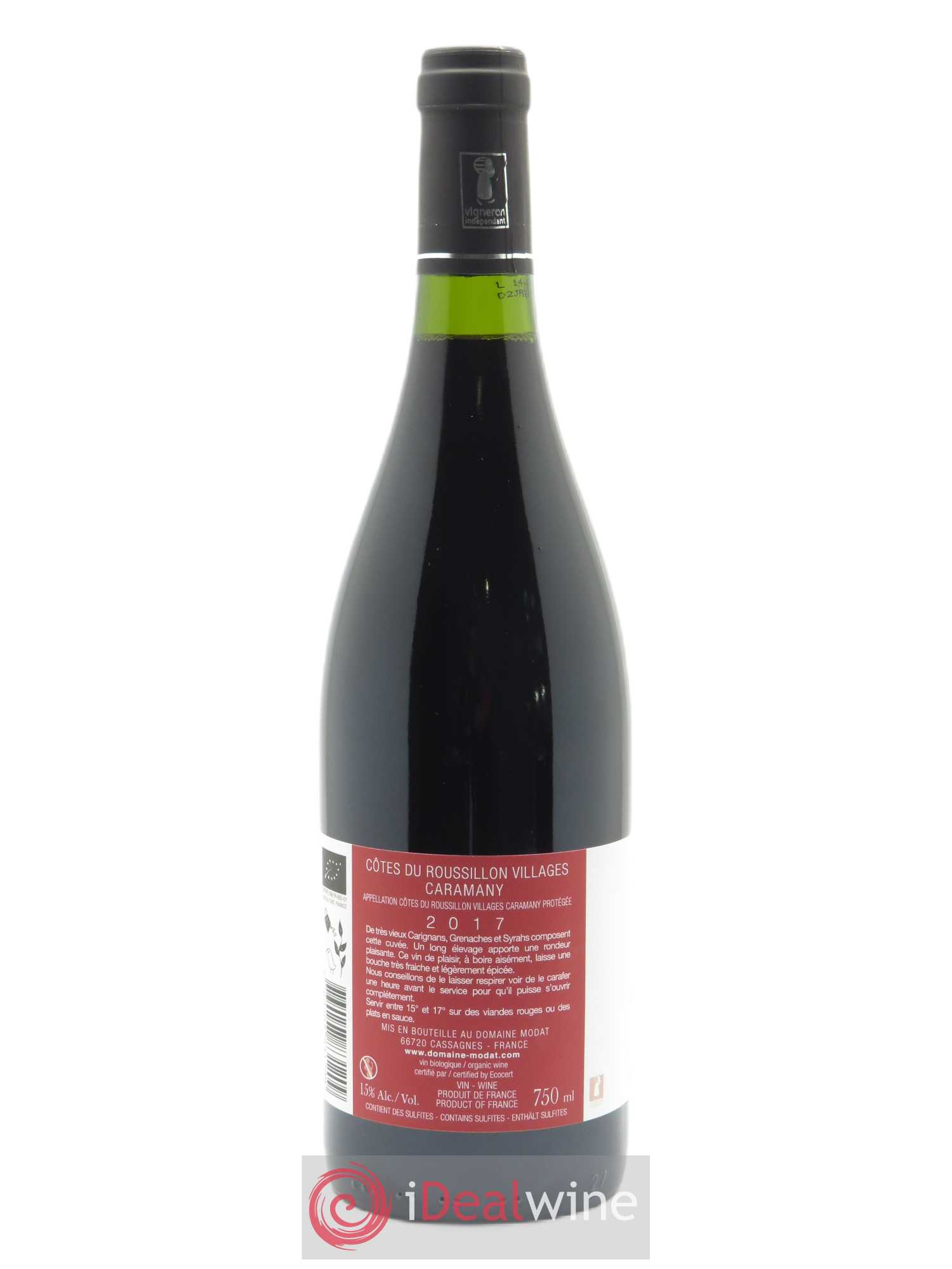 Côtes du Roussillon Villages Caramany Modat (Domaine) Comme Avant 2017 - Posten von 1 Flasche - 1