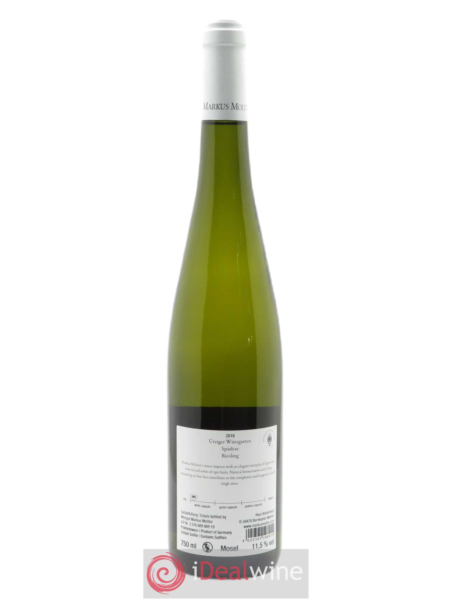 Riesling Markus Molitor Urziger Wurzgarten Spatlese White Capsule 2018 - Lot of 1 bottle - 1