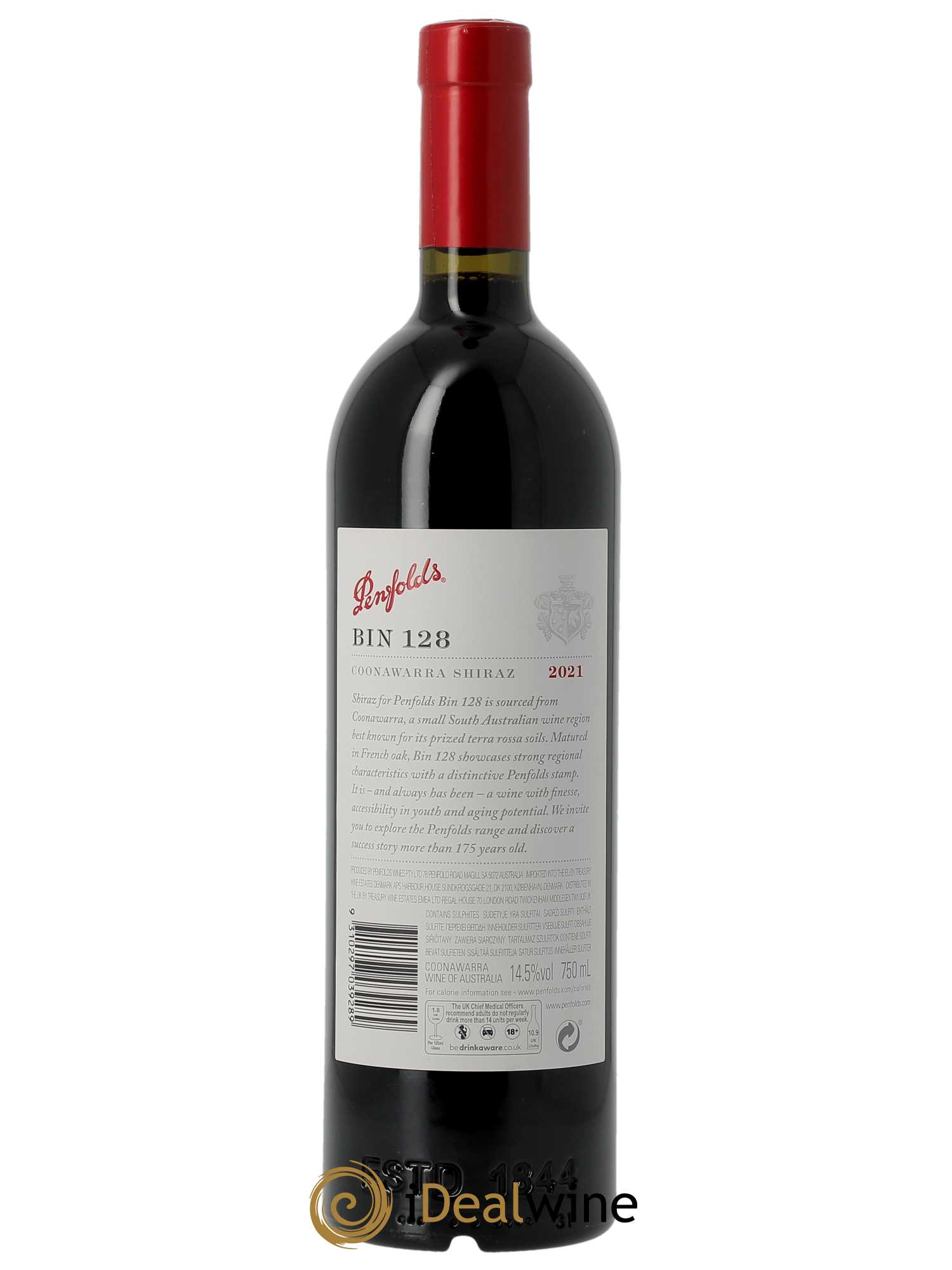 Coonawarra Penfolds Wines Bin 128 Shiraz 2021 - Lot de 1 bouteille - 1