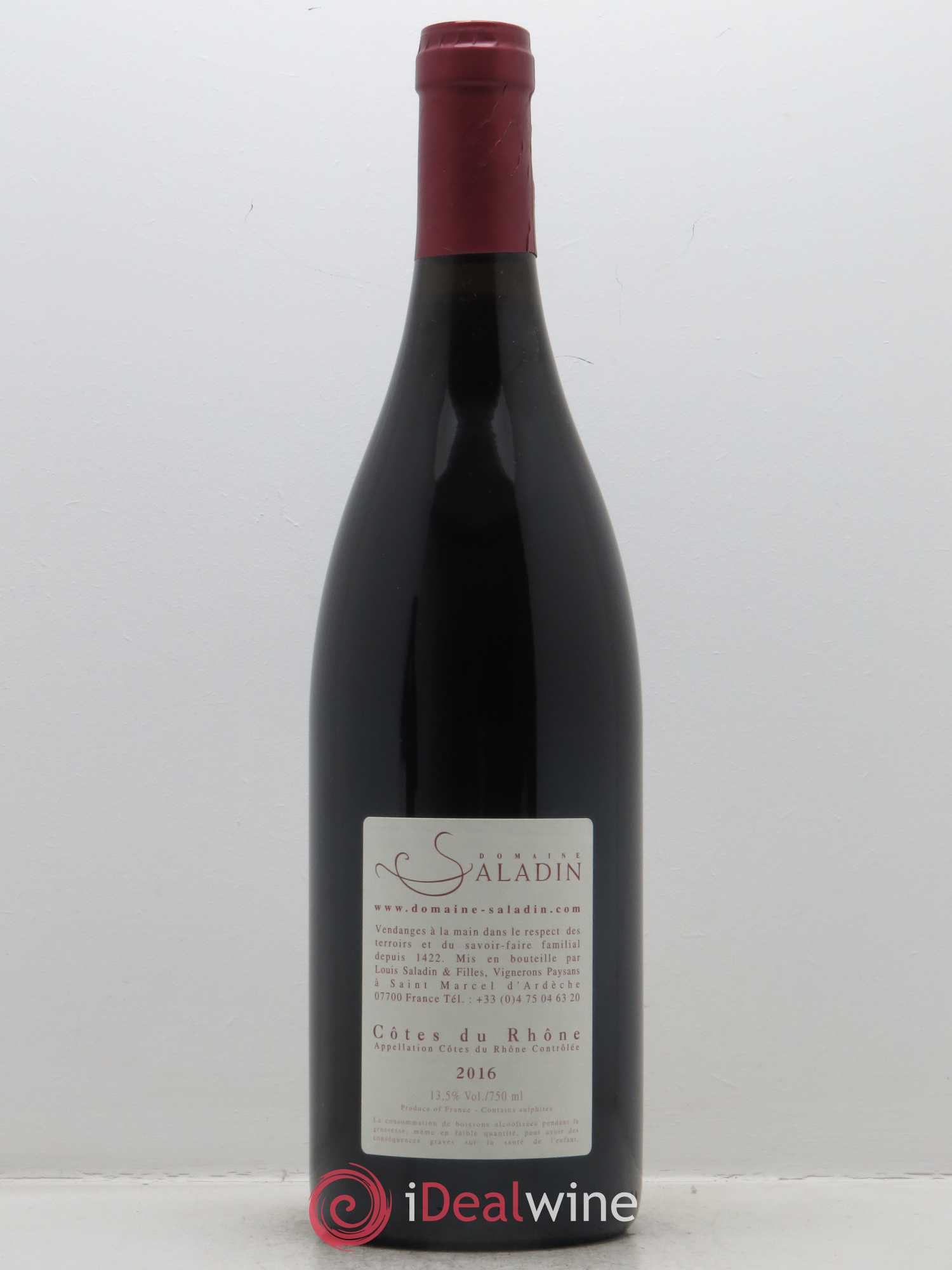 Côtes du Rhône Loï Domaine Saladin 2016 - Lot de 1 bouteille - 1