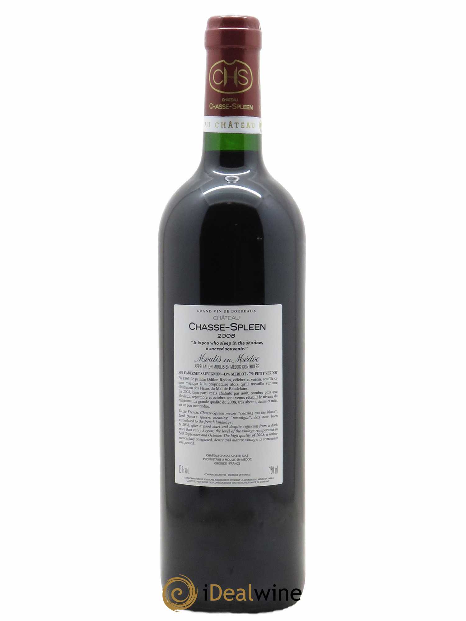 Château Chasse Spleen 2008 - Lot of 1 bottle - 1