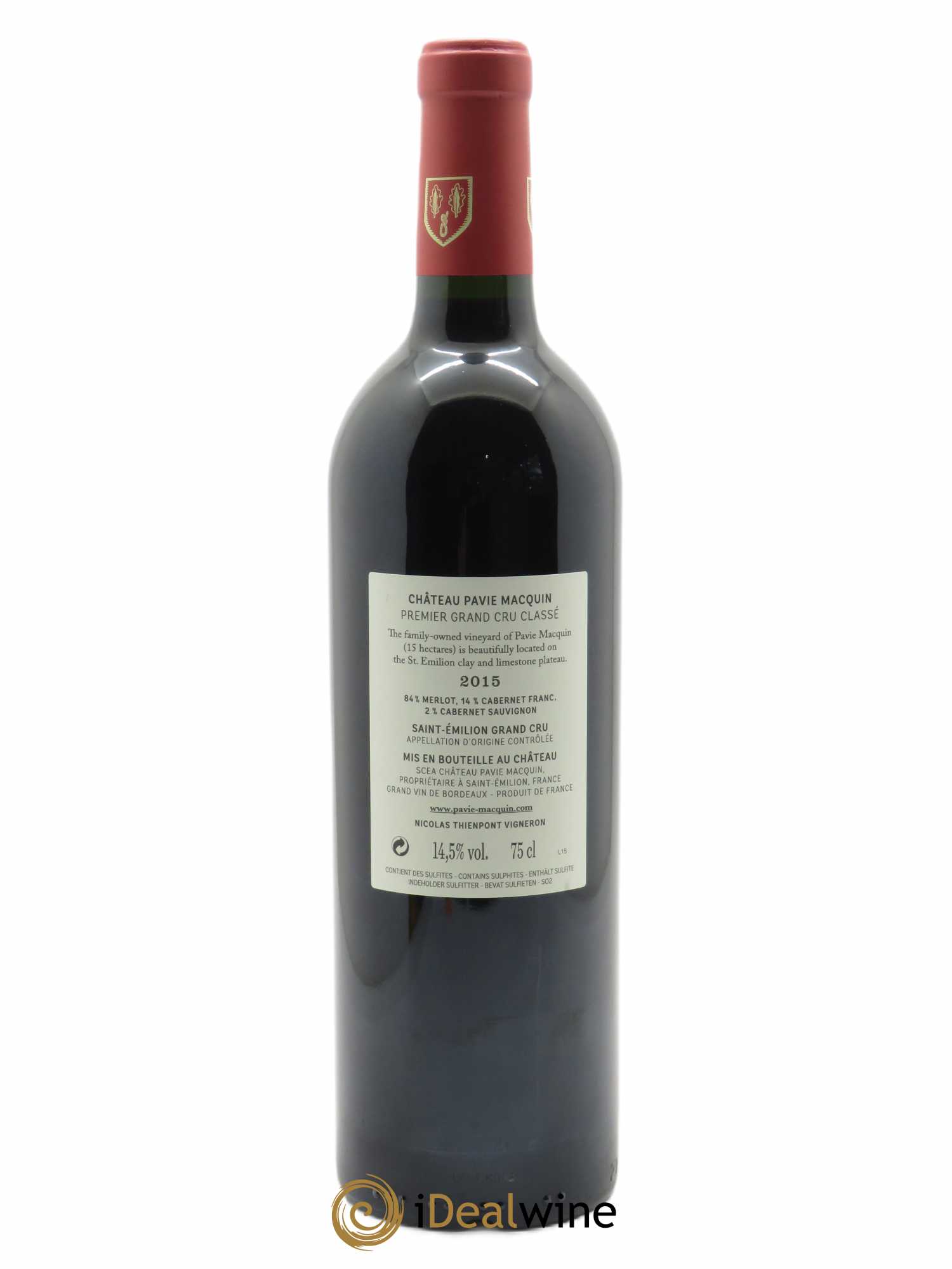 Château Pavie Macquin 1er Grand Cru Classé B (CBO à partir de 12 bts) 2015 - Lot de 1 bouteille - 1