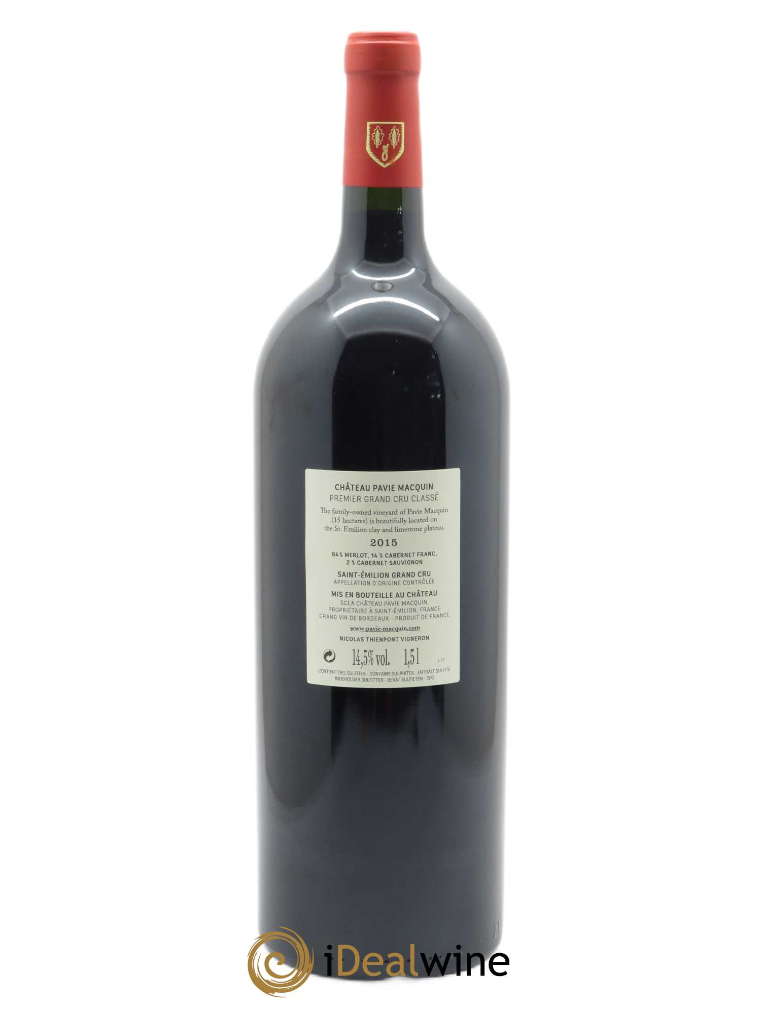 Château Pavie Macquin 1er Grand Cru Classé B (CBO à partir de 6 MGS) 2015 - Lot de 1 magnum - 1