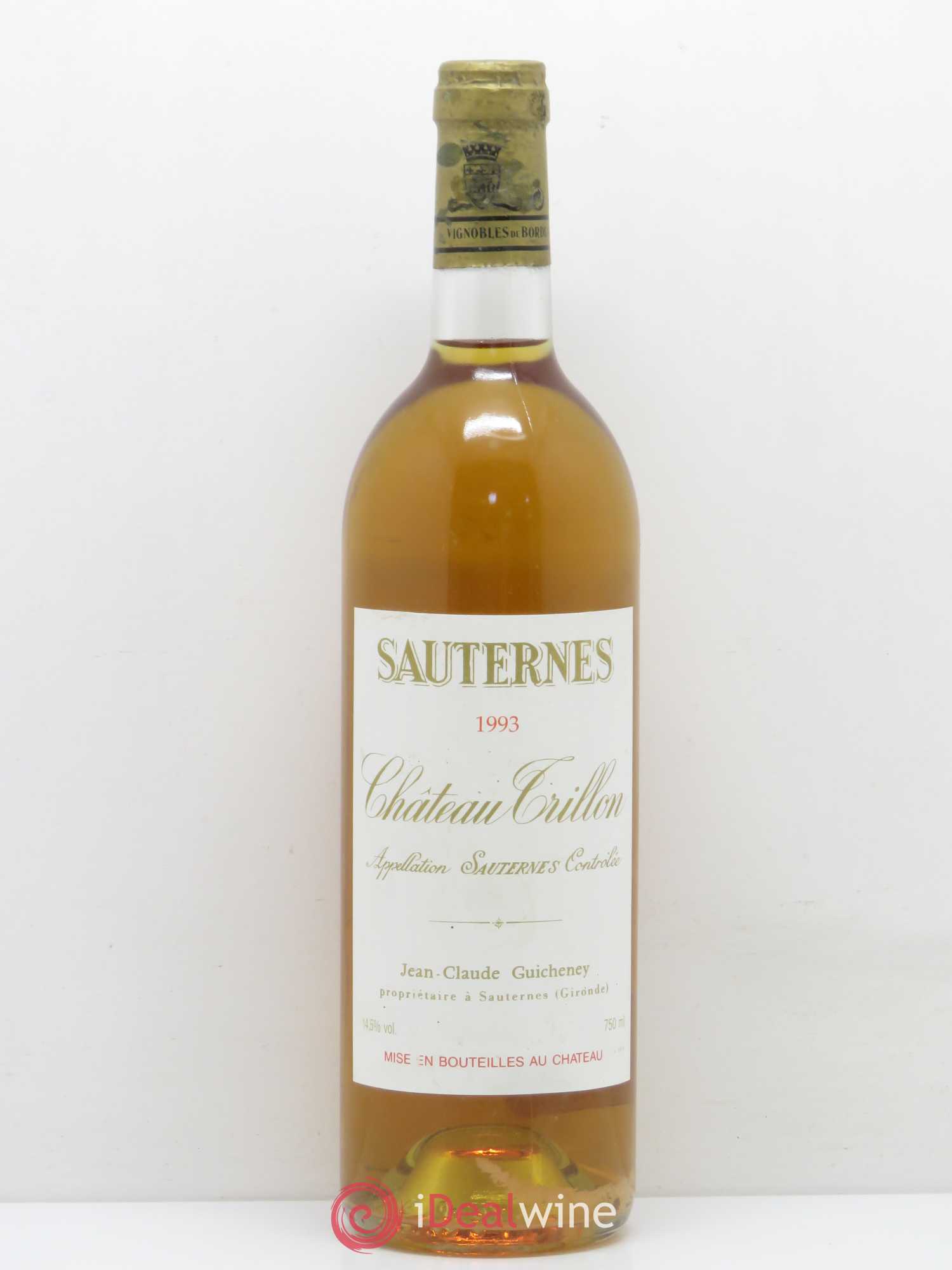 Sauternes Château Trillon 1993 - Lot de 1 bouteille - 0